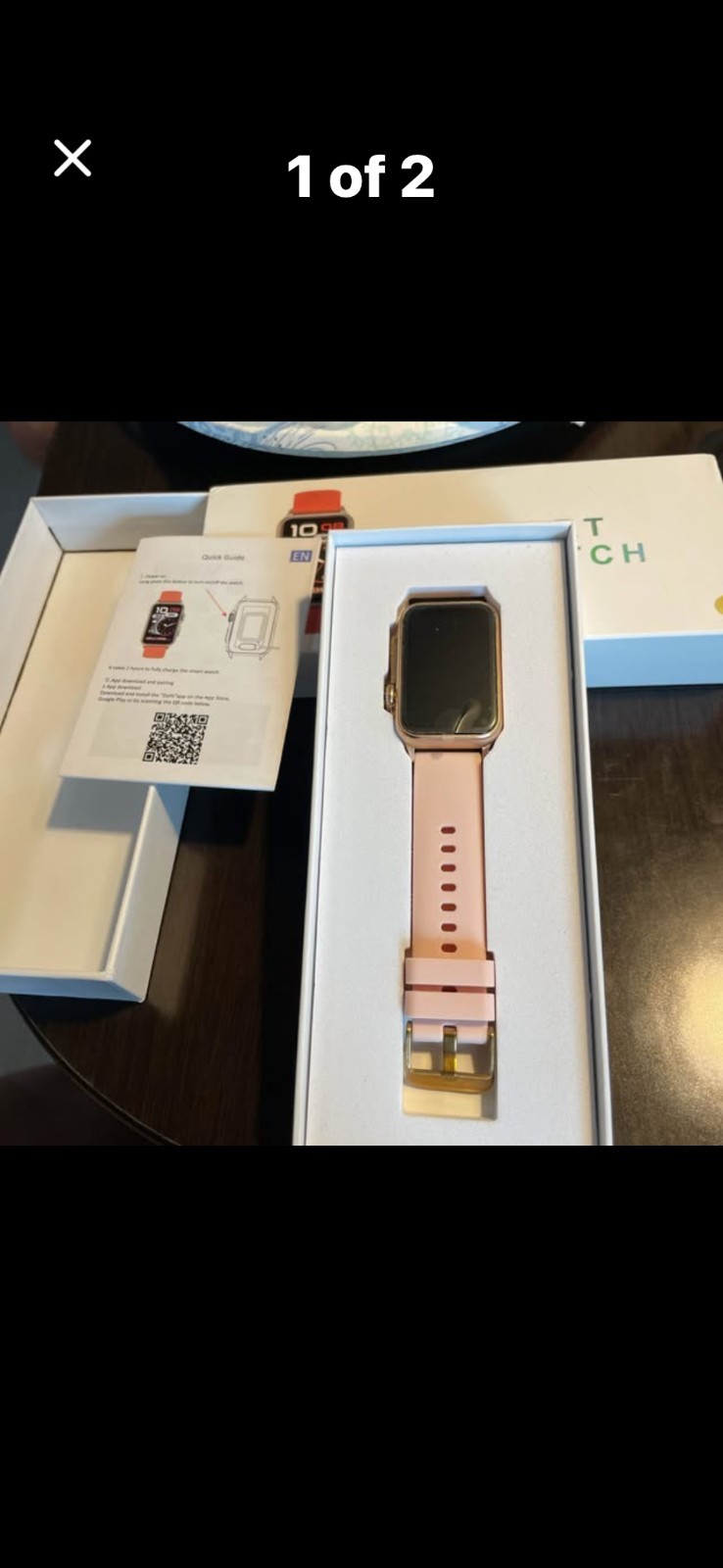 Smart Watch Pink Silicone Band Gold Metal Case