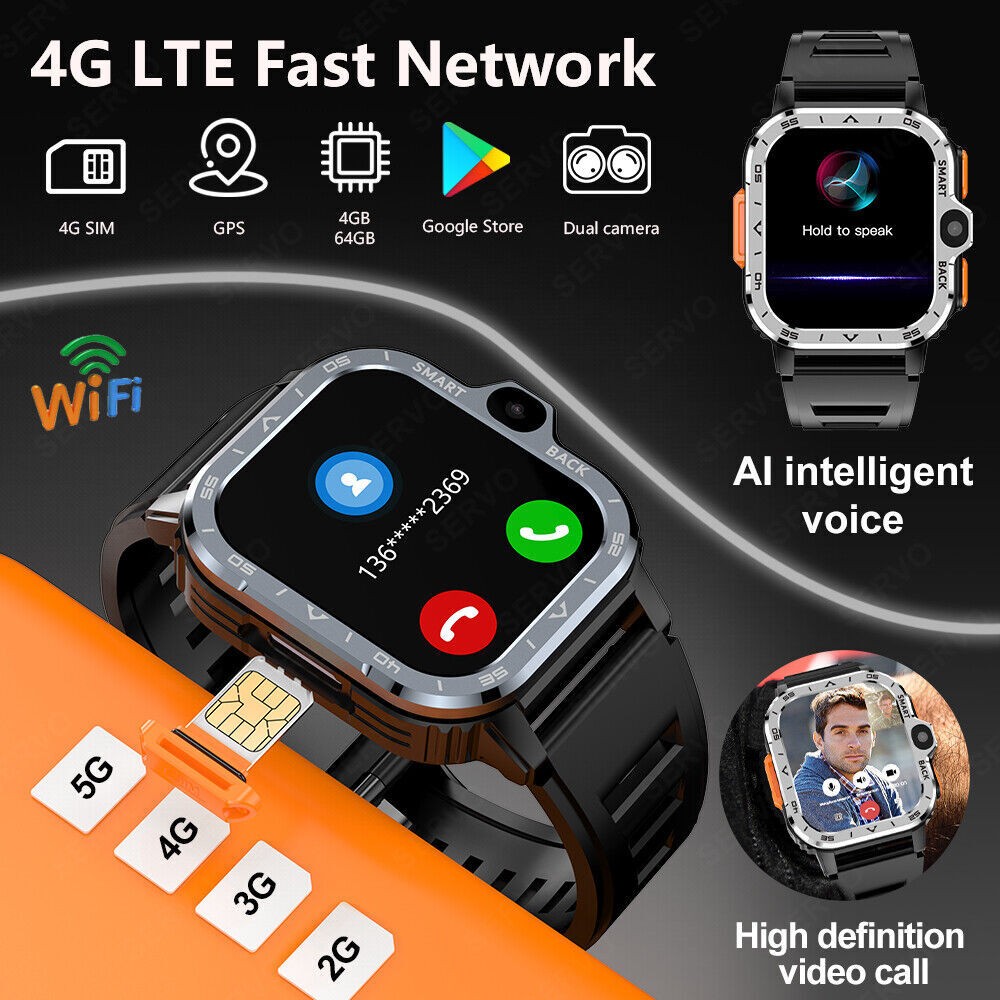 2.03″ Larger Screen 4G Smart Watch PGD 6GB+128GB Heart Rate Monitor Dual 2025