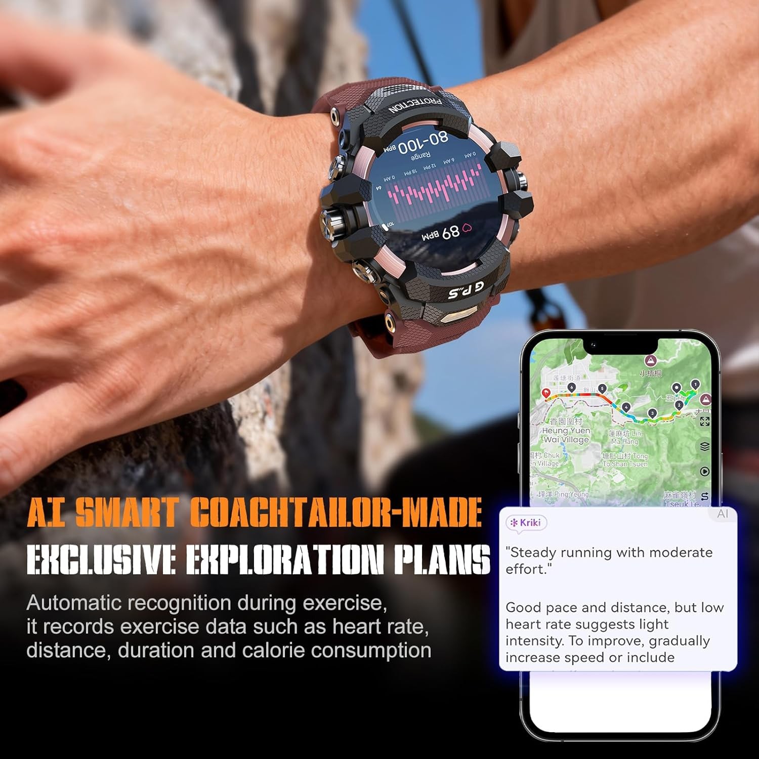 Military Smart Watches For Men GPS Tactical LED Flashlight Sport Fitness Tracker