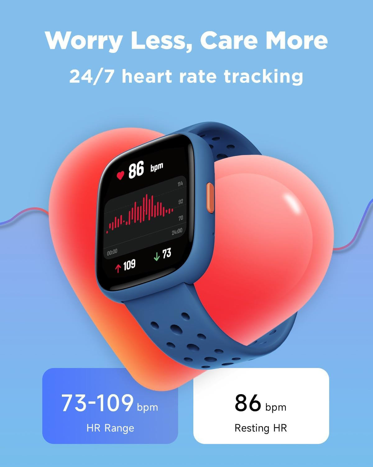 Kids Smart Watch 1.8″ Fitness Tracker Pedometer Heart Rate Sleep IP68 Age 5-16