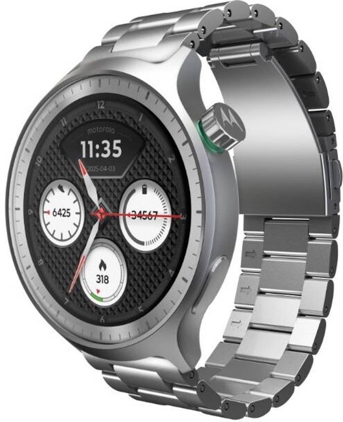 MOTOROLA moto watch Smartwatch (Matte Silver / Matte Silver band Strap, Free Siz