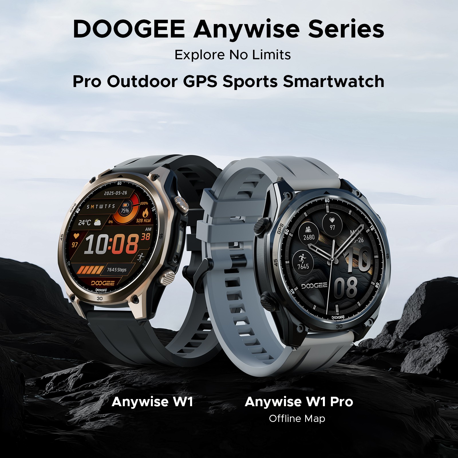 DOOGEE Anywise W1 Pro Mens Smart Watch 5ATM 170+ Sports Modes For Android/iPhone
