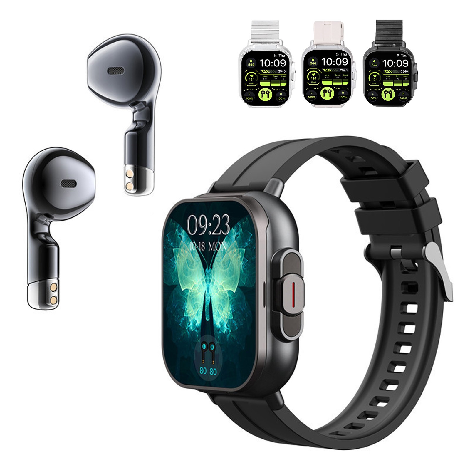 2 In 1 Smart Watch With Earbuds 2.01 Inch HD Touch Screen Bluetooth Call
