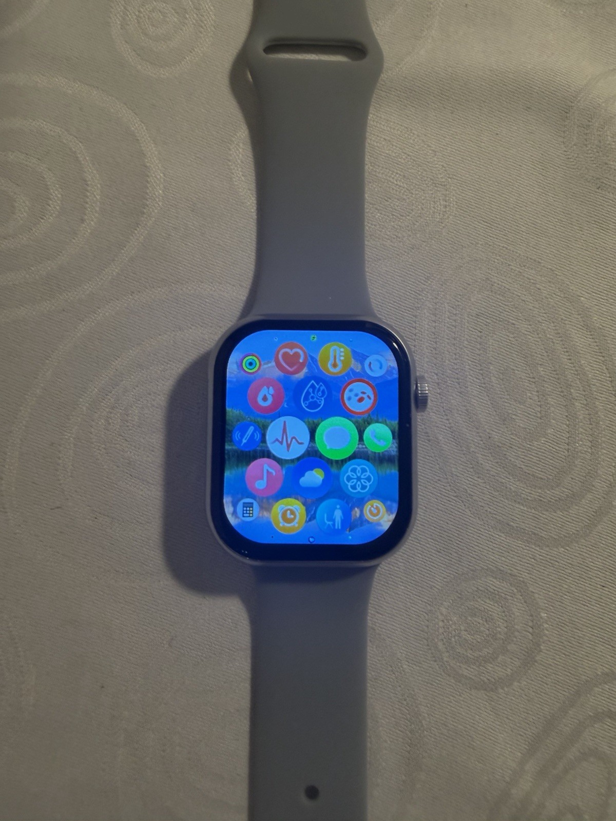 S11 Pro Series 46mm Silver Smartwatch Gray Silicone Band works w Apple + Android