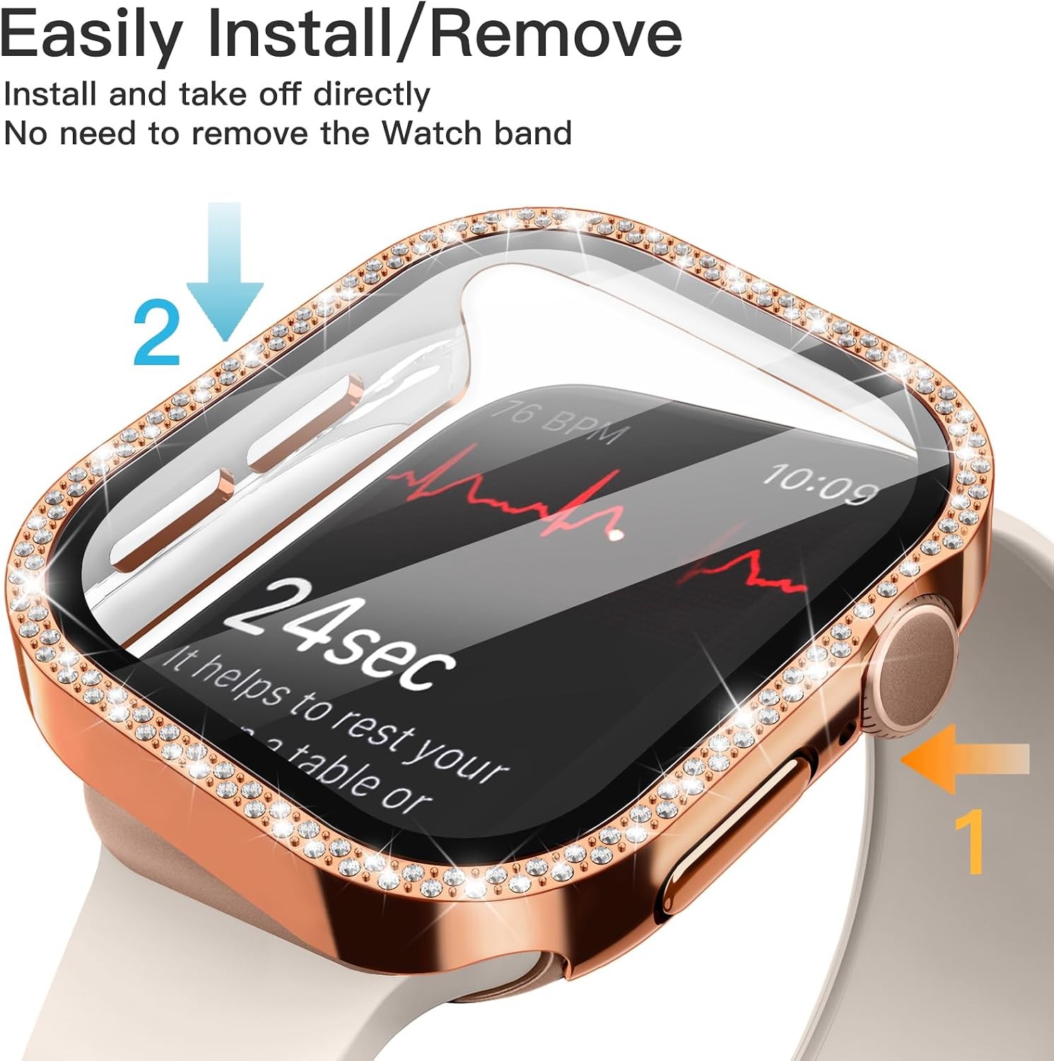 Bling Diamond Case with Screen Protector for Apple Watch Series 11 42mm – 2 Pack