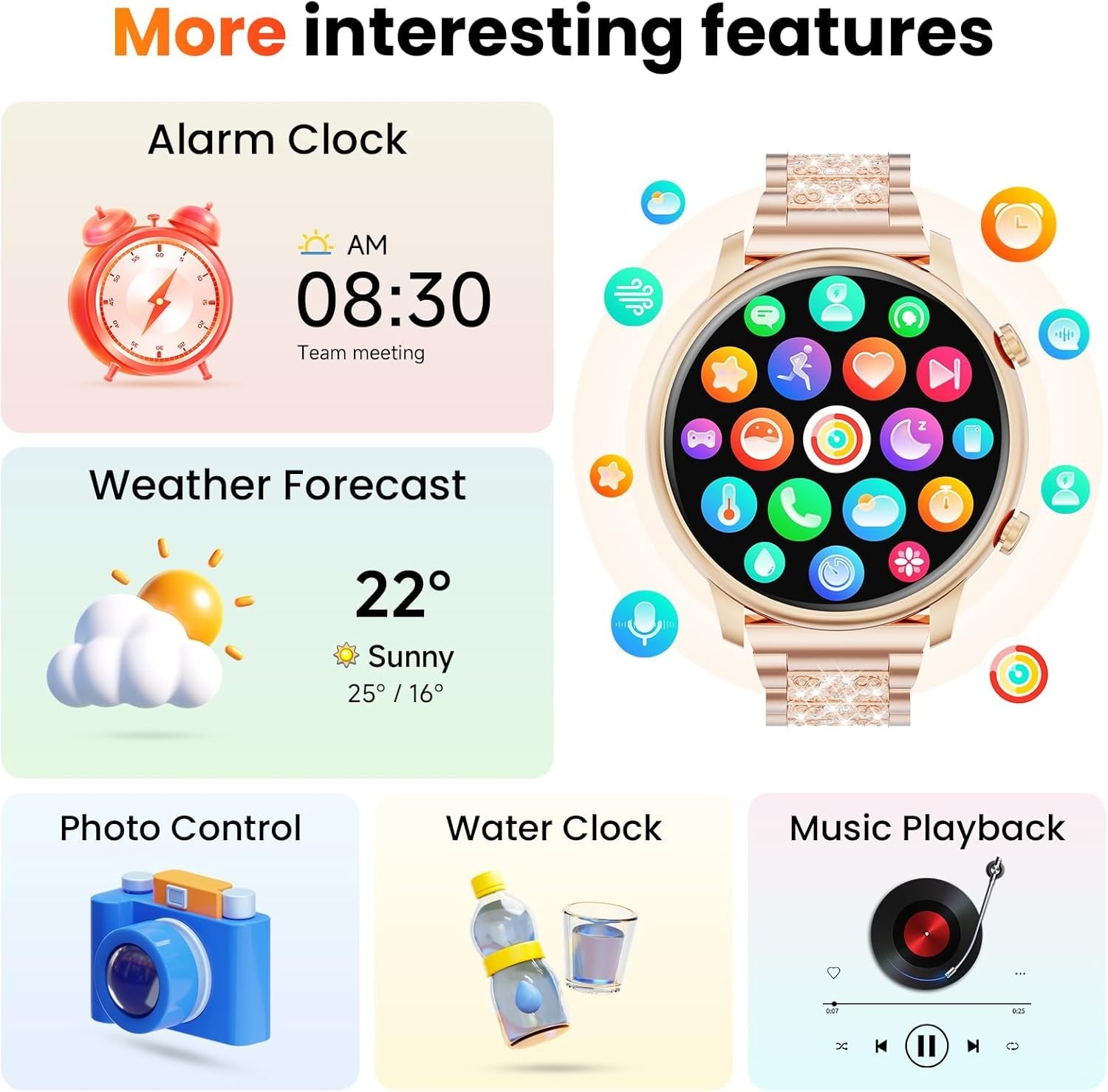 Smart Watch for Women Bluetooth Call IP68 Waterproof Heart Rate Android iPhone