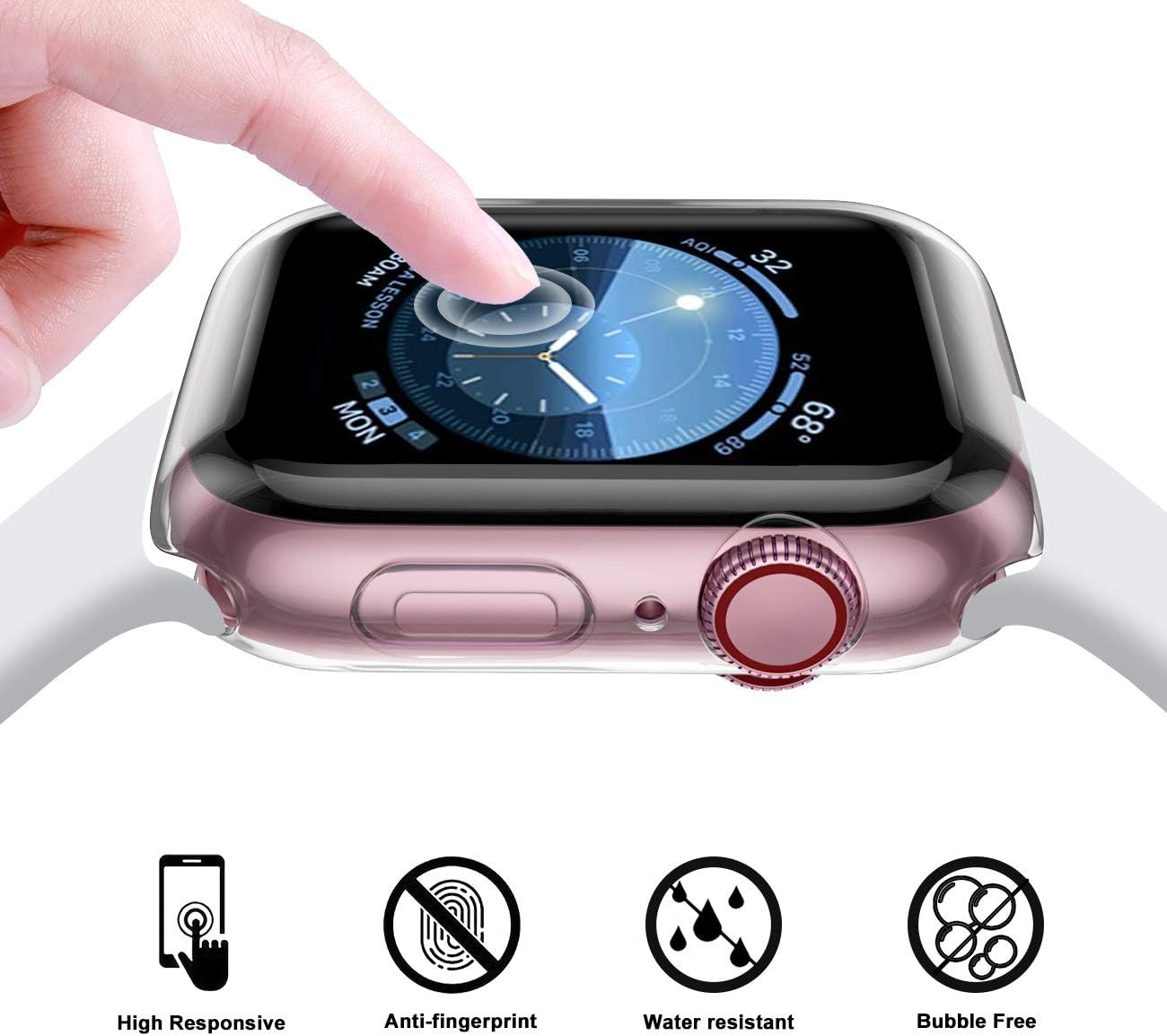 3 Pack Soft HD Screen Protector & TPU Bumper Case for Apple Watch 41mm 45mm