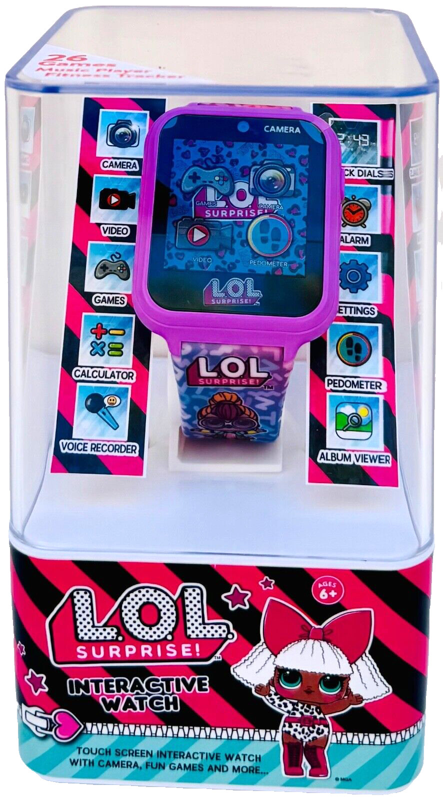 Kids Interactive Smartwatch Fitness Games Camera Calculator LOL Surprise Purple