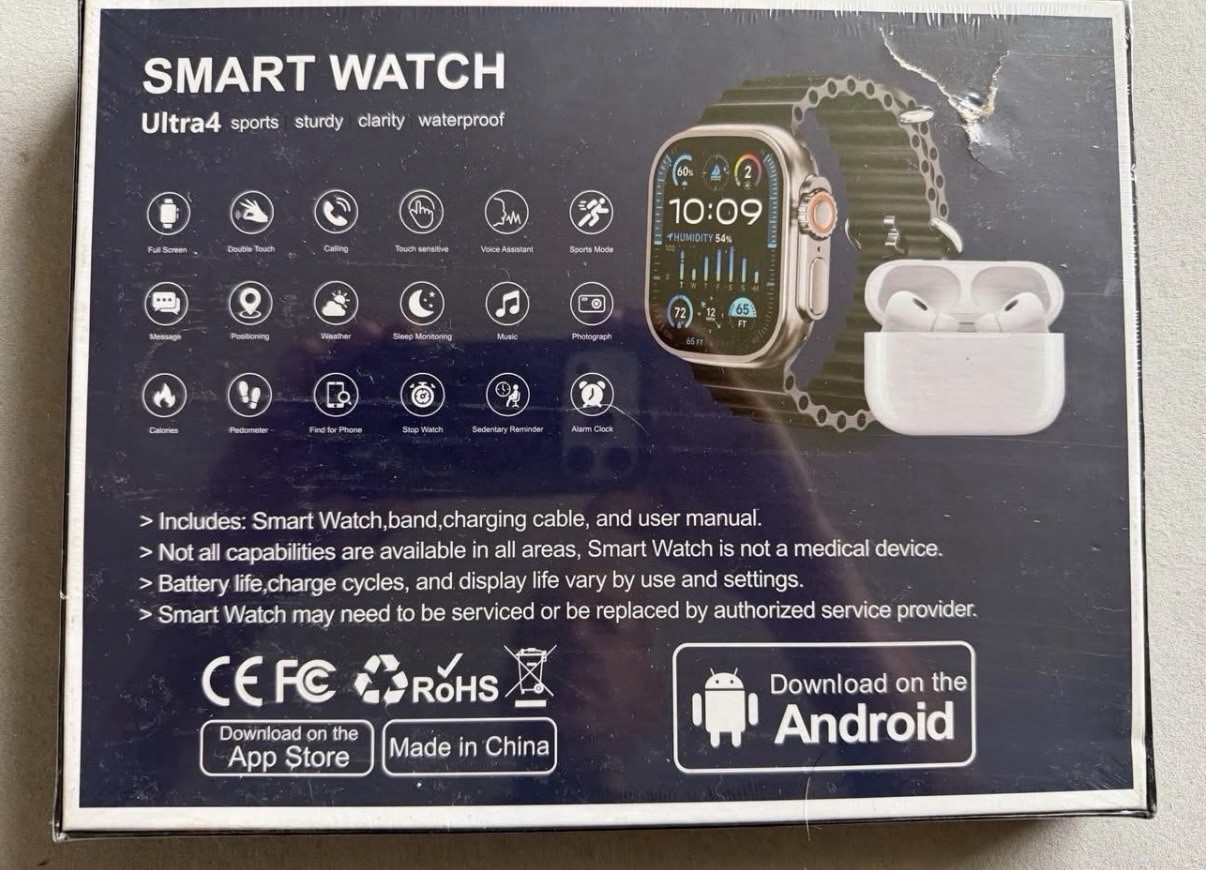 Smart Watch, 7 wristbands and earbuds, Touchscreen 32GB Waterproof Android IOS