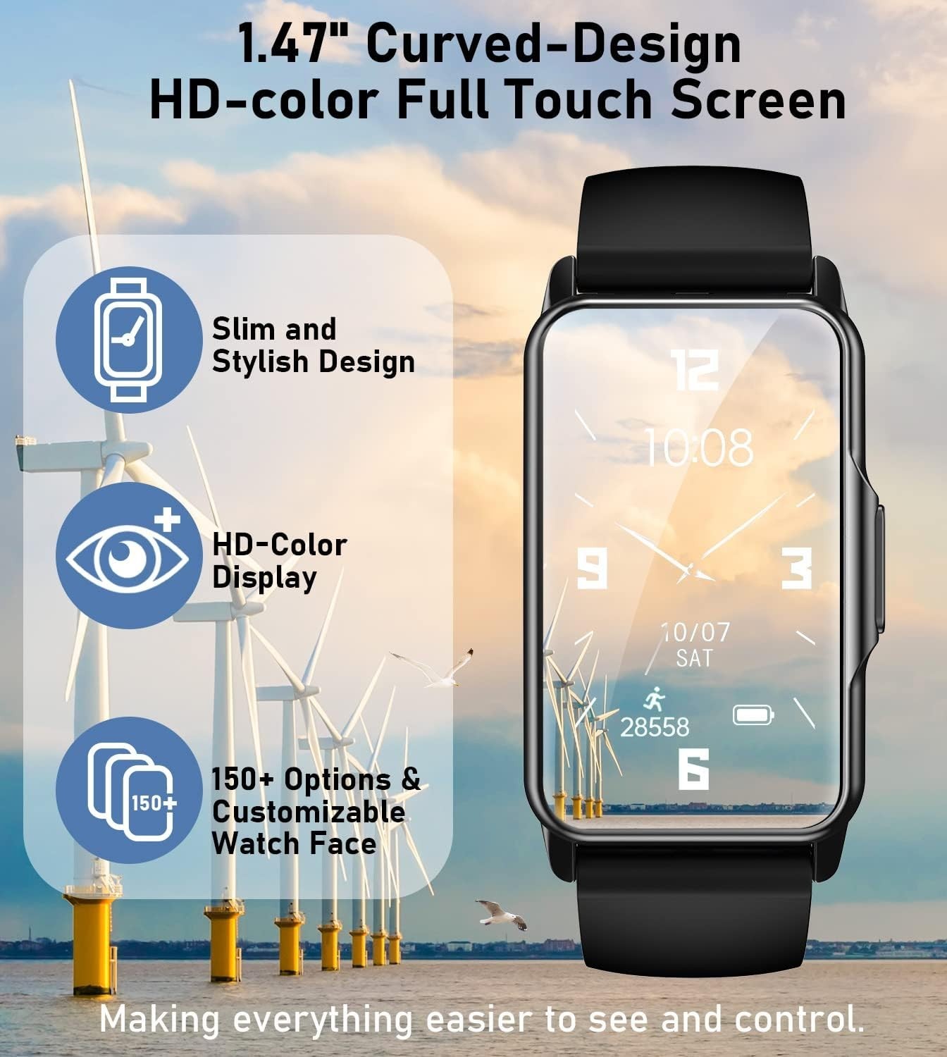 Smart Watch Health Fitness Tracker with 24/7 Heart Rate, Blood Oxygen Blood Pres