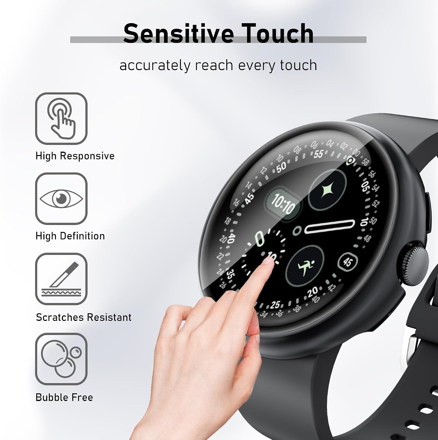 3 Pack PC Case For Google Pixel Watch 4 41mm HD Tempered Glass Bumper Cover