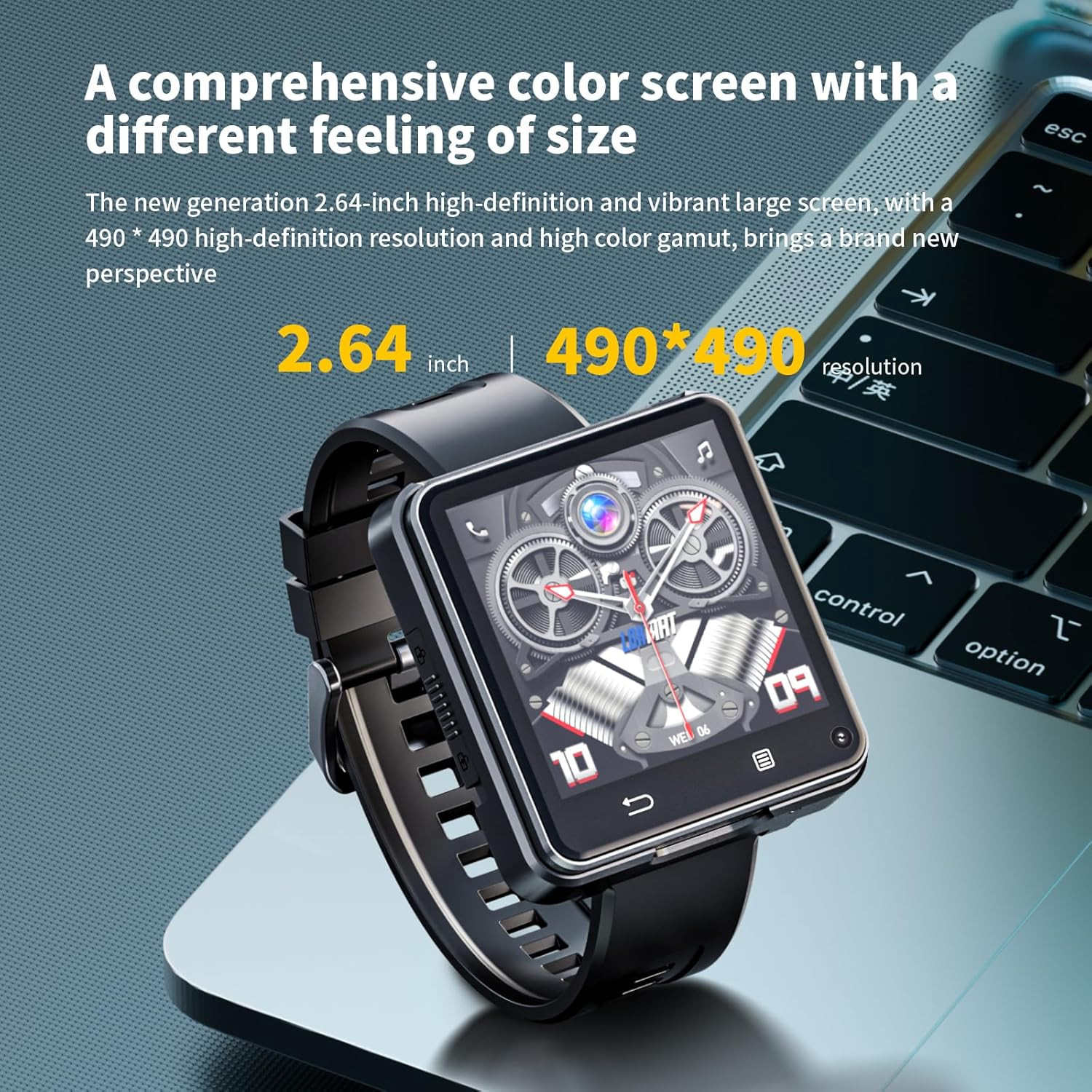 4G Smart Watch Phone Call, 4GB+64GB Android 11 CPU MTK6761 Smartwatch, 2.64″ Lar