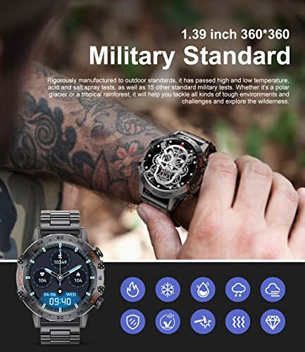 Military Smart Watch for MenAnswer/Dial Calls100 Sports Modes 5ATM Waterproof…
