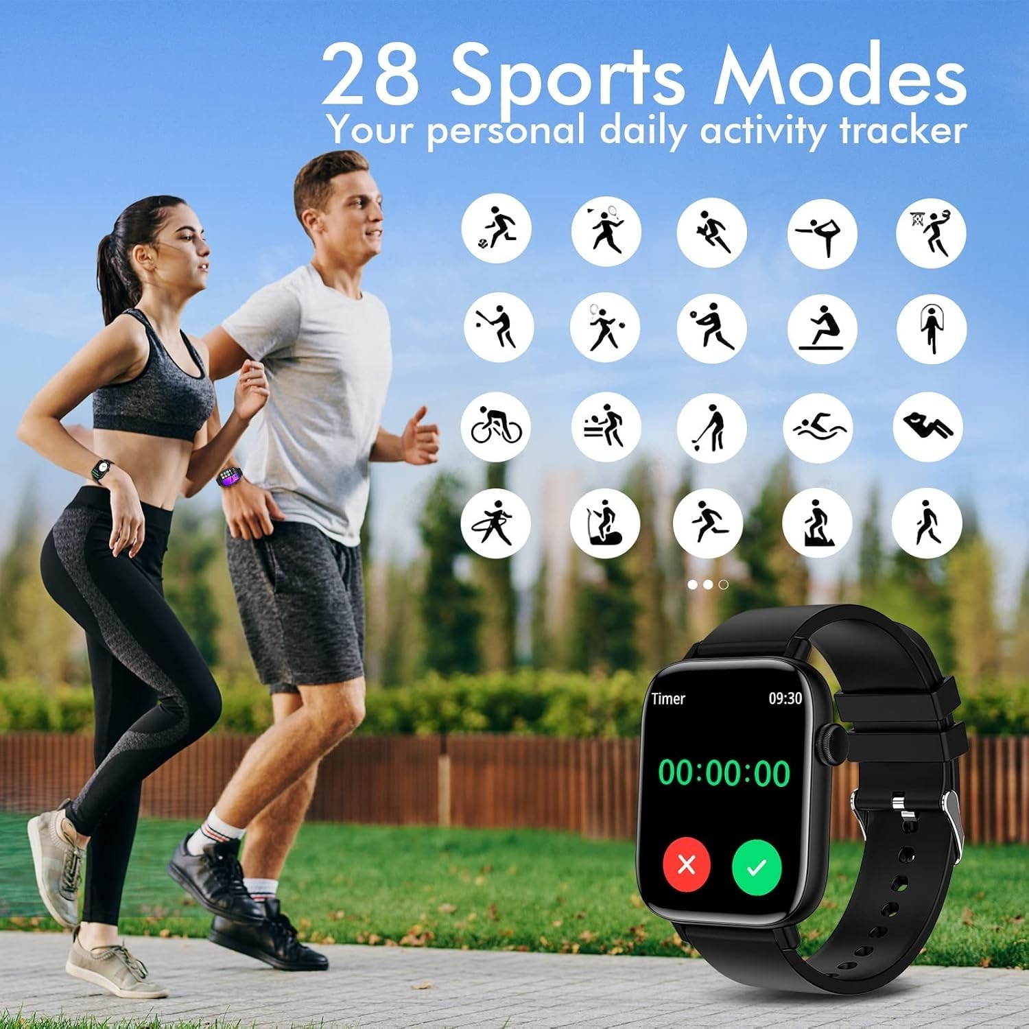 Waterproof 1.9″ Smart Watch – Heart Rate & Sleep Tracker for iOS/Android