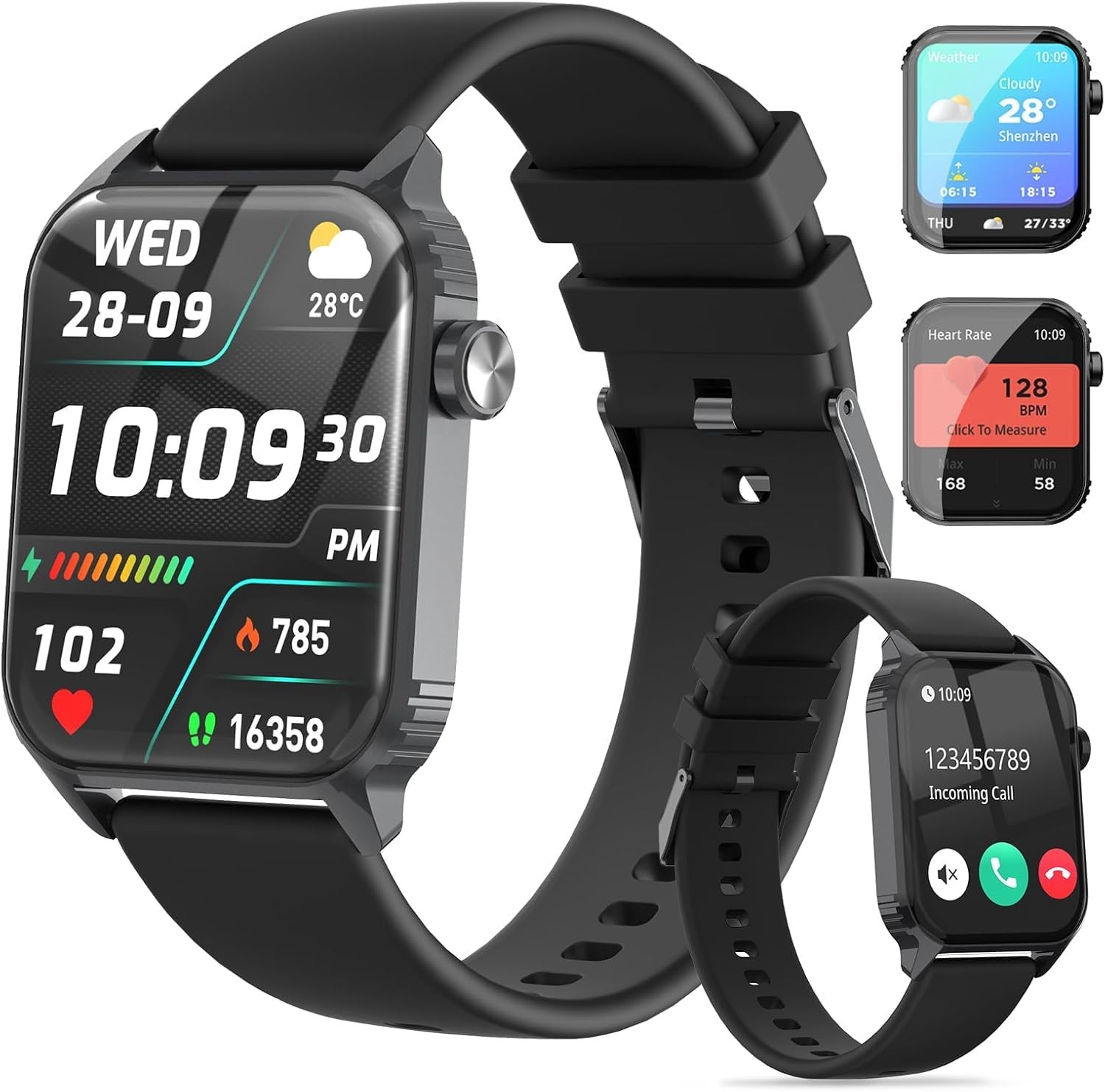 Smartwatch Men Alexa Built-in Fitness Tracker Bluetooth Call 1.83″ Jet Black