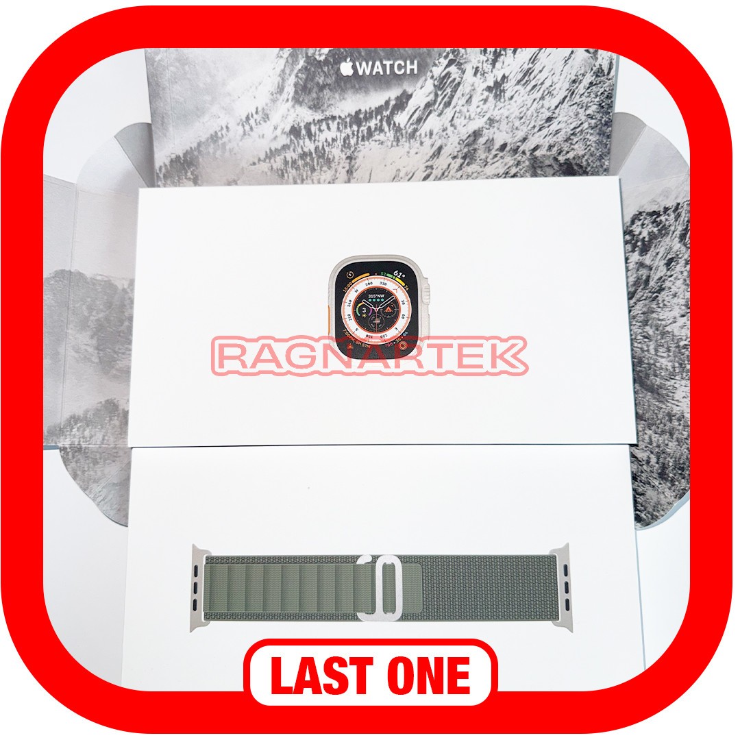 Apple Watch Ultra 49mm Titanium Mint + New Green Alpine Loop L & Extras