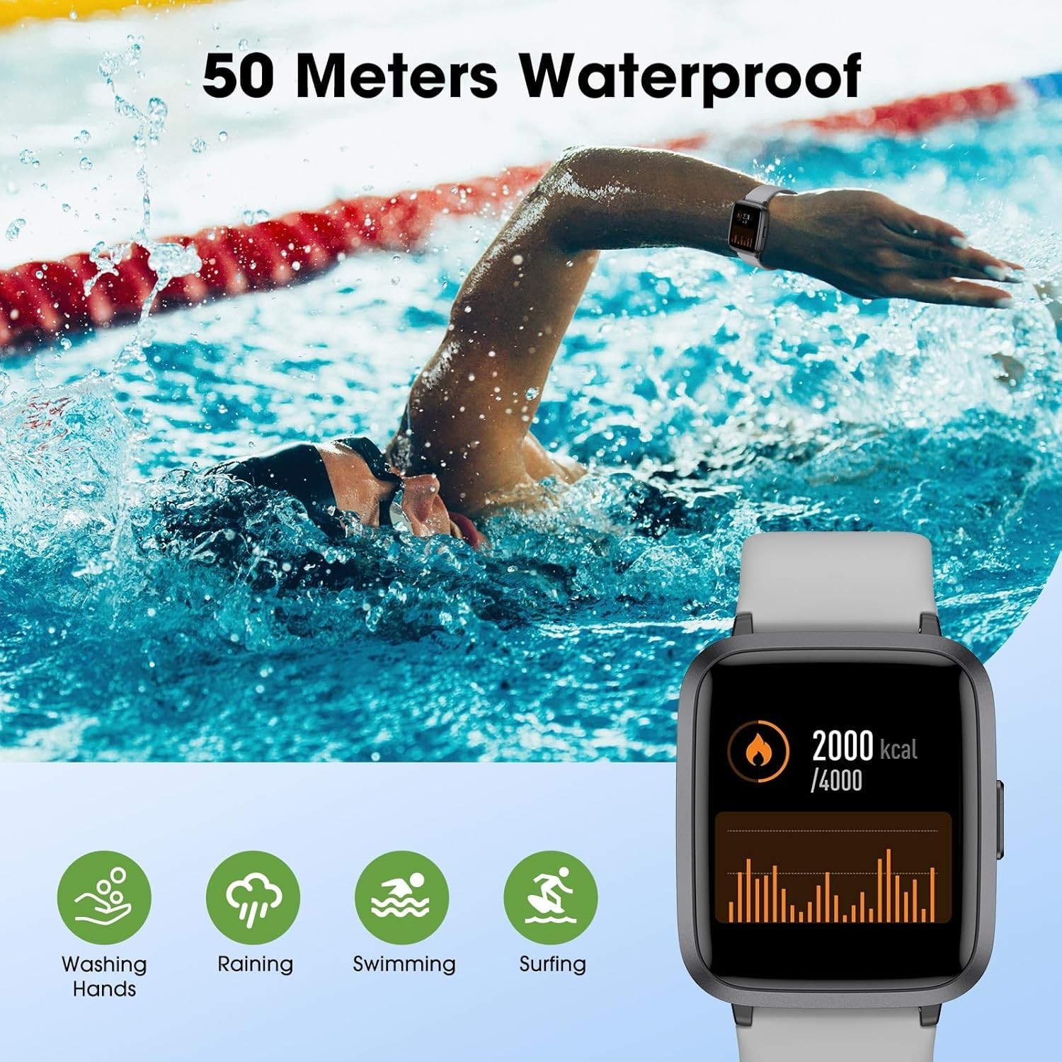 Fitness Tracker Watch Heart Rate Sleep Monitor Waterproof Activity Pedometer