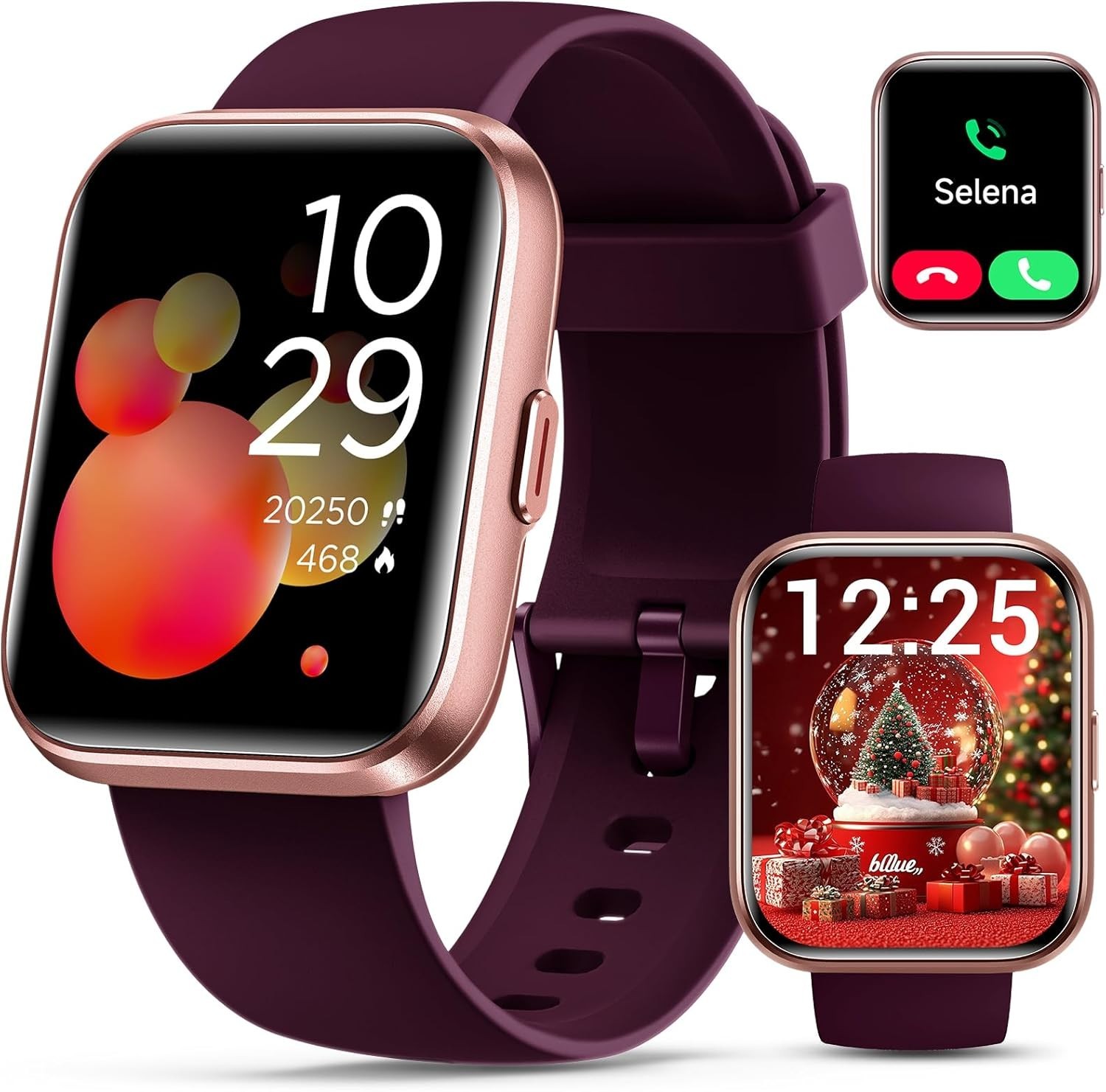 Waterproof Women’s Smartwatch with Fitness Tracking & Customizable Watch Faces