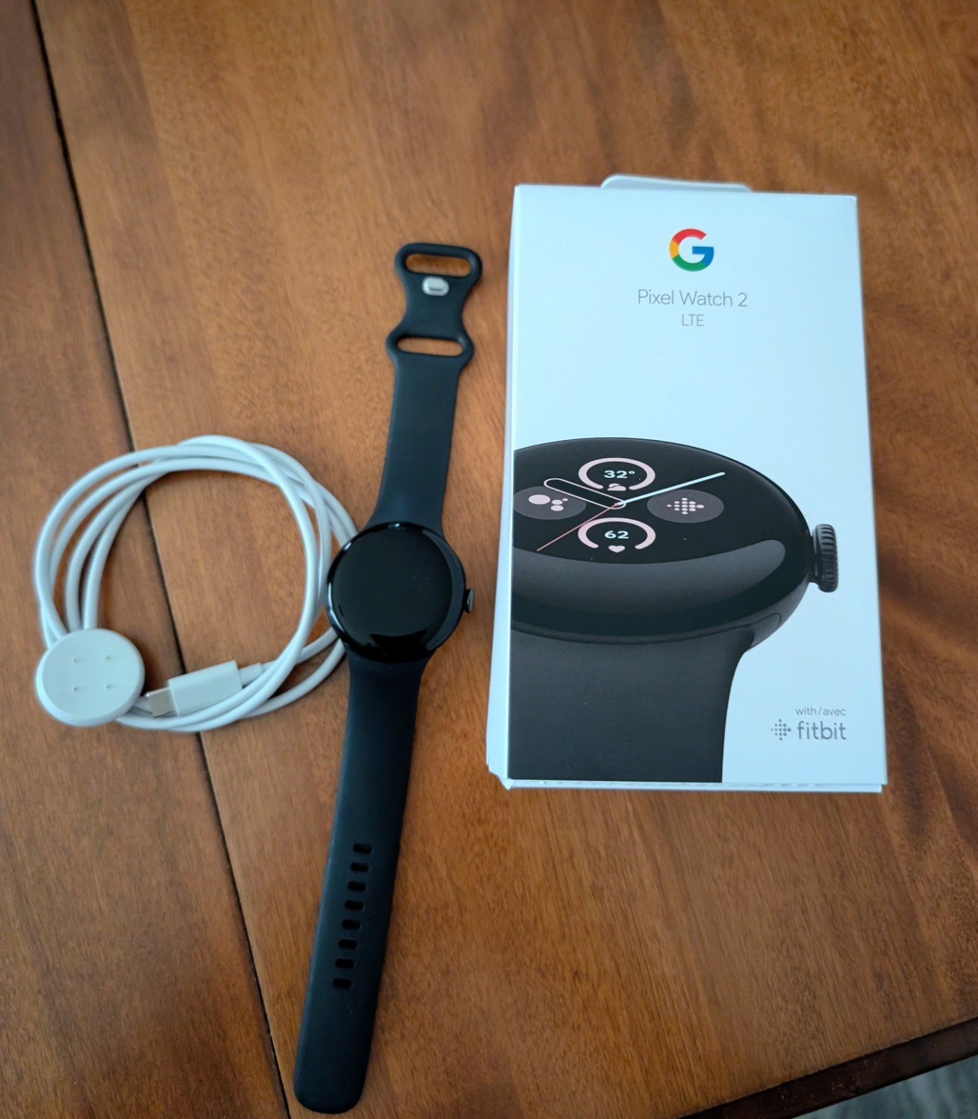 Google Pixel Watch 2 41mm Matte Black Aluminum Case with Obsidian Black Silicone