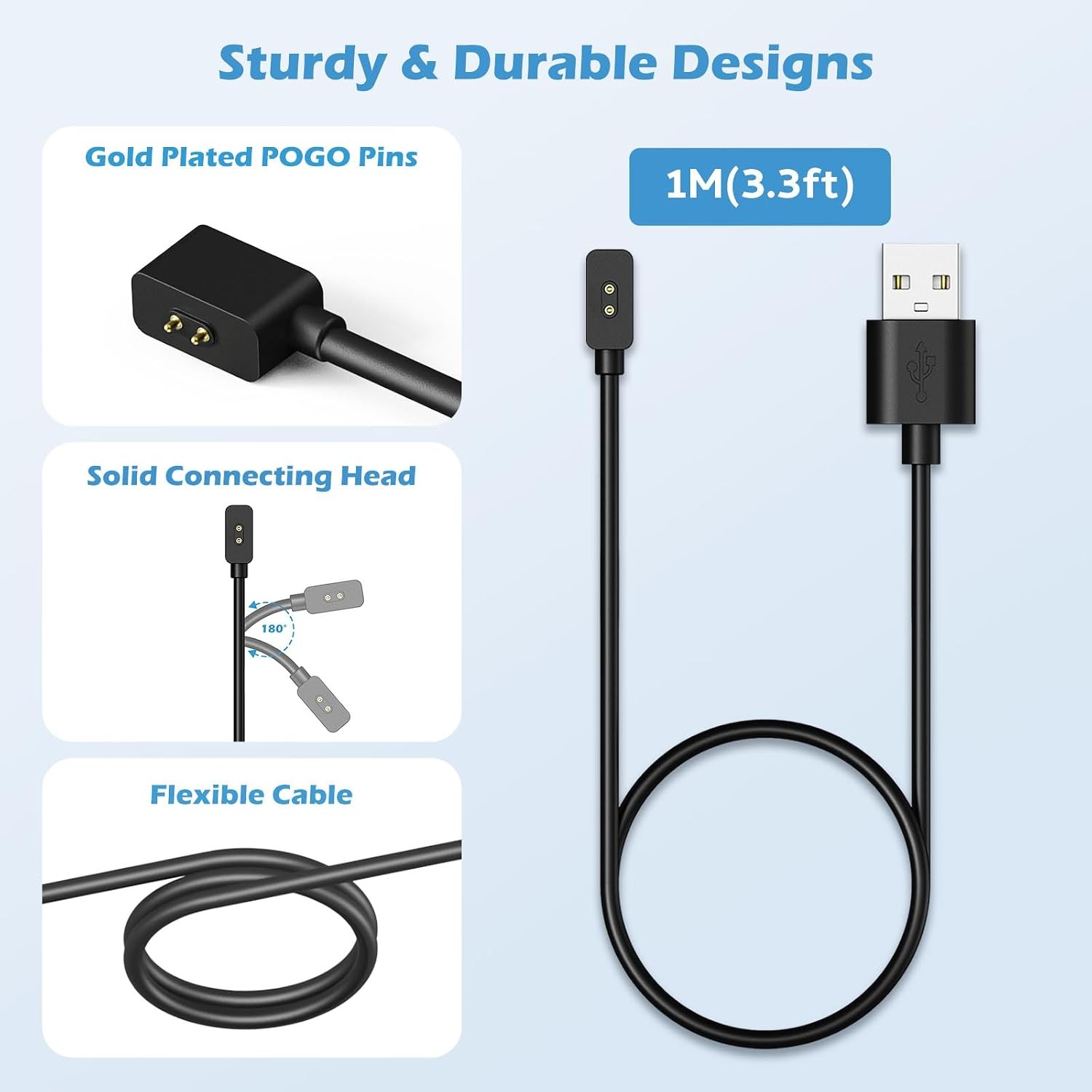 2 Pack Charger for Xiaomi Smart Band 10/9/8/Redmi Watch 5/5 Active, Black