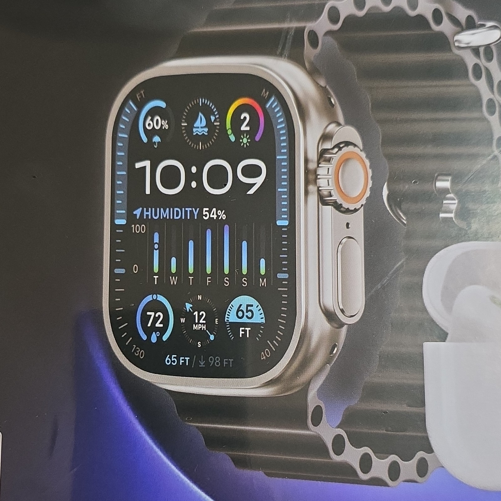 DG-11 Ultra 4 49mm AMOLED Smartwatch Fitness 32GB Unlocked 7+1 And Ears pods.