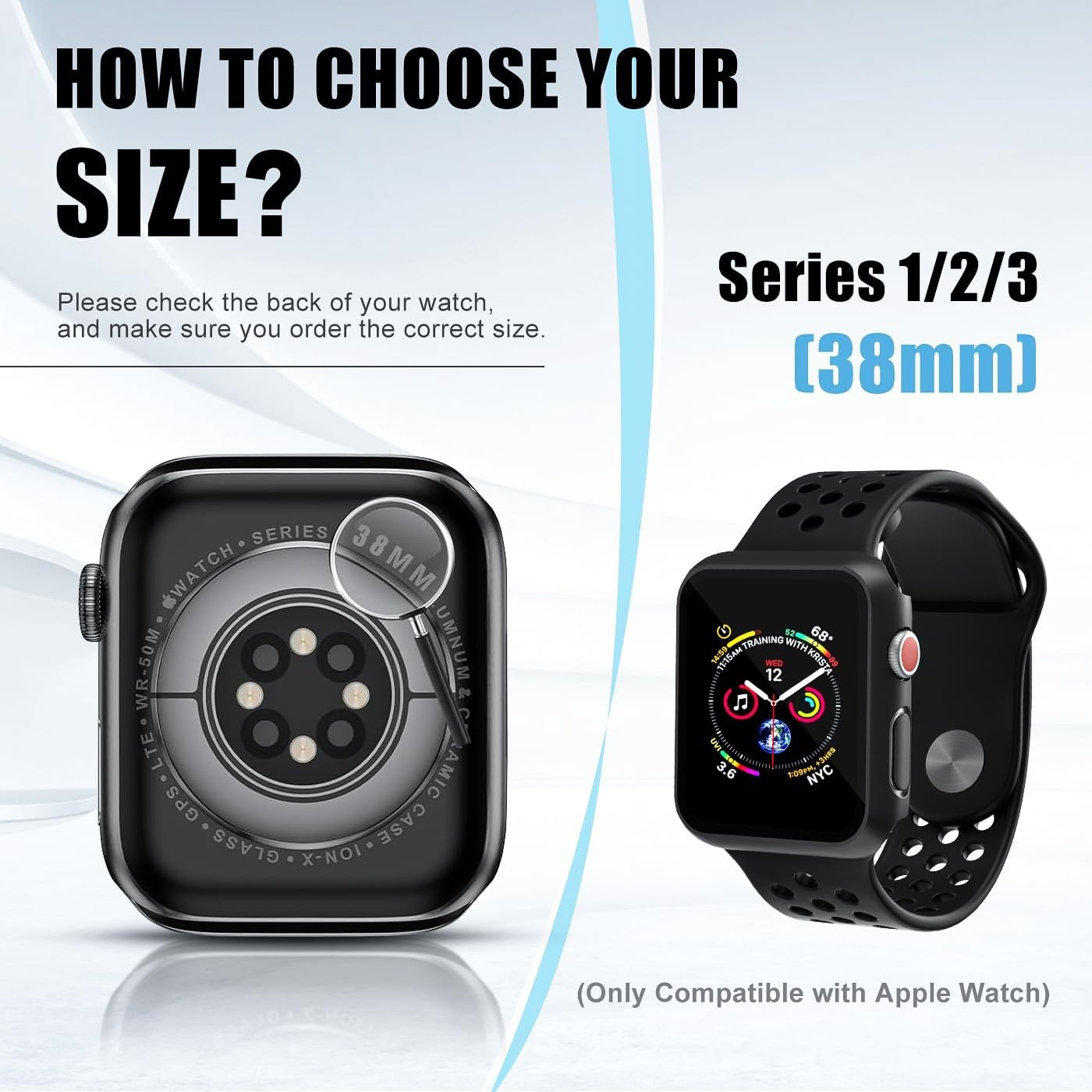 2 Pack Black Case for 38mm Apple Watch, Hard PC with Tempered Glass Guard Bumper