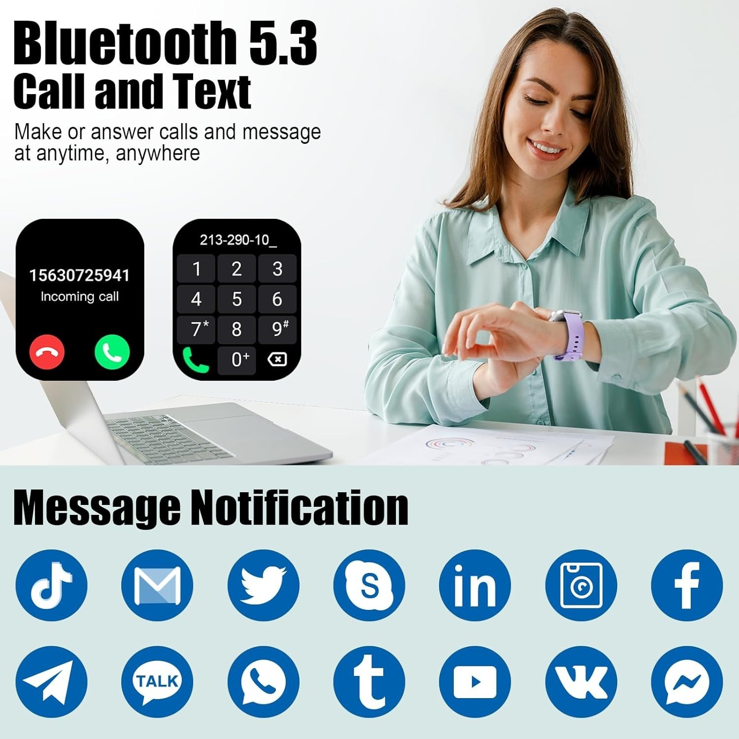 Women’s Smart Watch Bluetooth SmartWatch For Apple iPhone iOS and Android