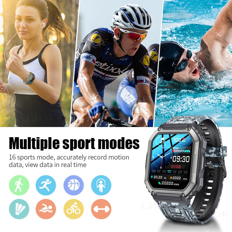 Military Smart Watch Rugged for Men Call Receive/Dial Fitness Tracker Waterproof