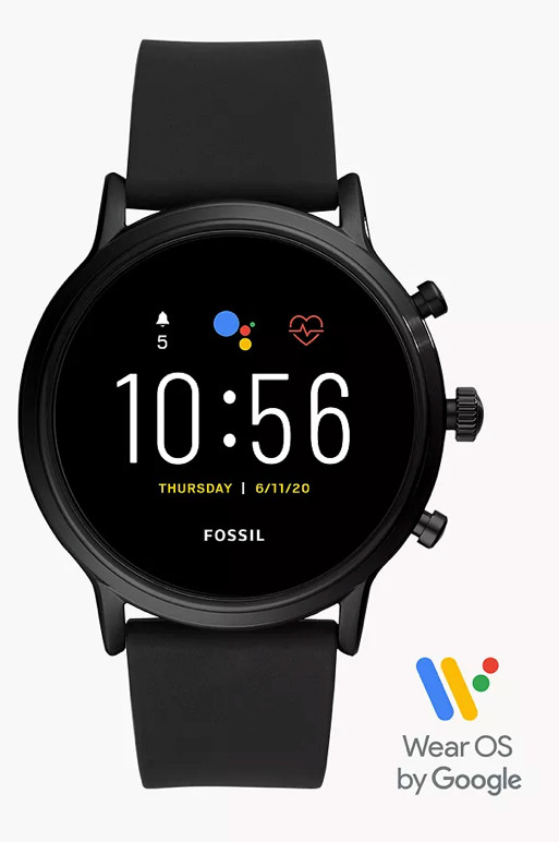 Fossil Gen 5 Smartwatch The Carlyle HR Black Silicone 44mm Free Fast Shipping