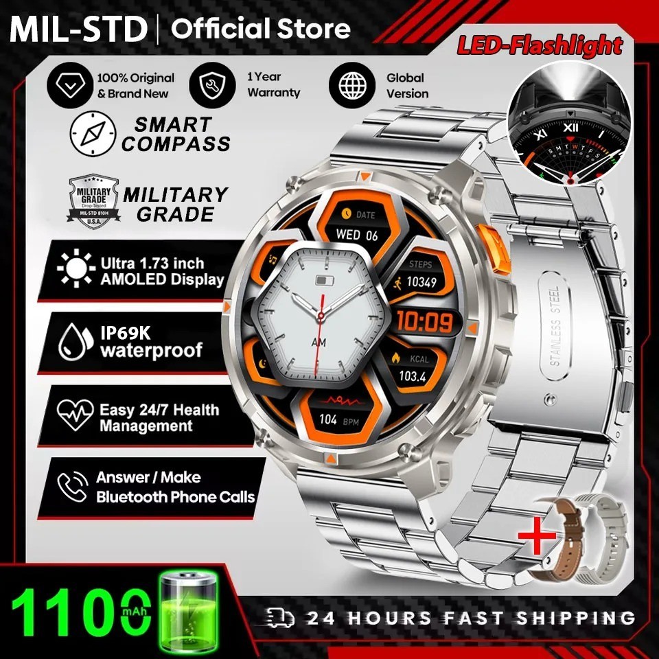 T-Rex 3 GPS Smart Watch (10ATM Waterproof, Built-In GNSS, Compass, Military)