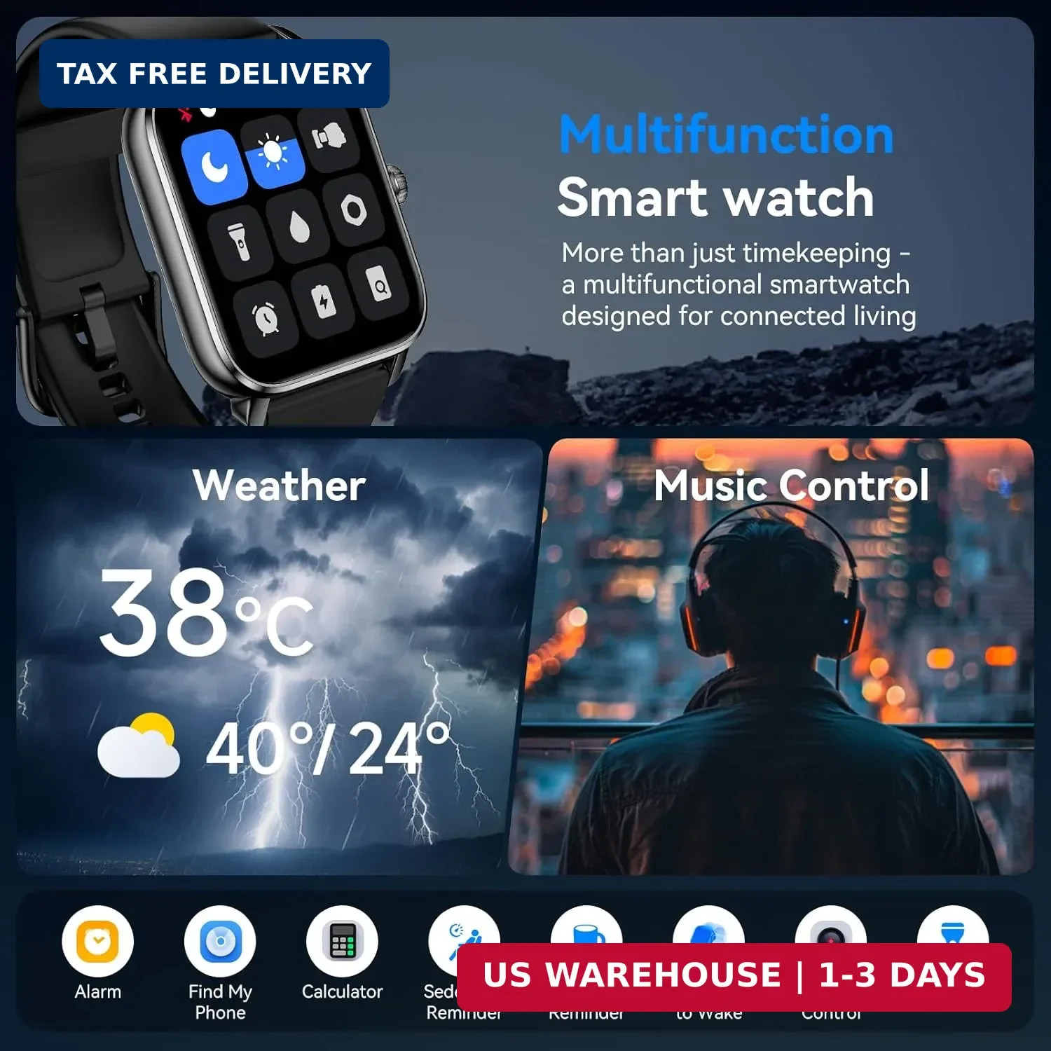 Smart Watches for Men Women with Alexa Built-in, Bluetooth Call, 1.85″ HD Touchs