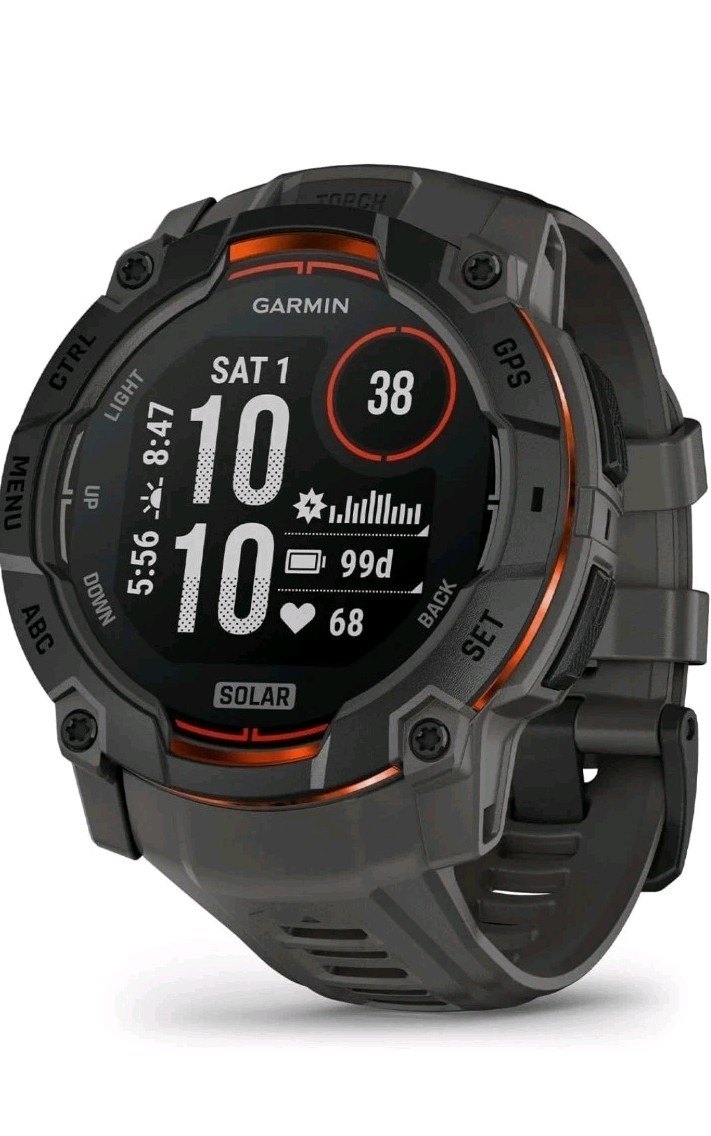 Garmin Instinct 3 Solar 50mm Black w/ Charcoal Band Smartwatch 010-02935-00