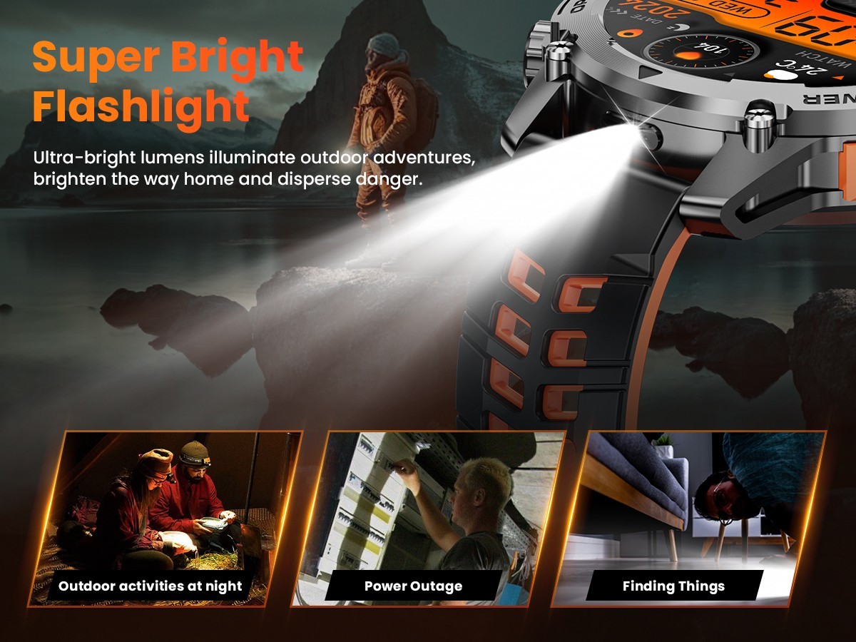 Rugged Military Smart Watch for Men Bluetooth Call Fitness Tracker Android iOS