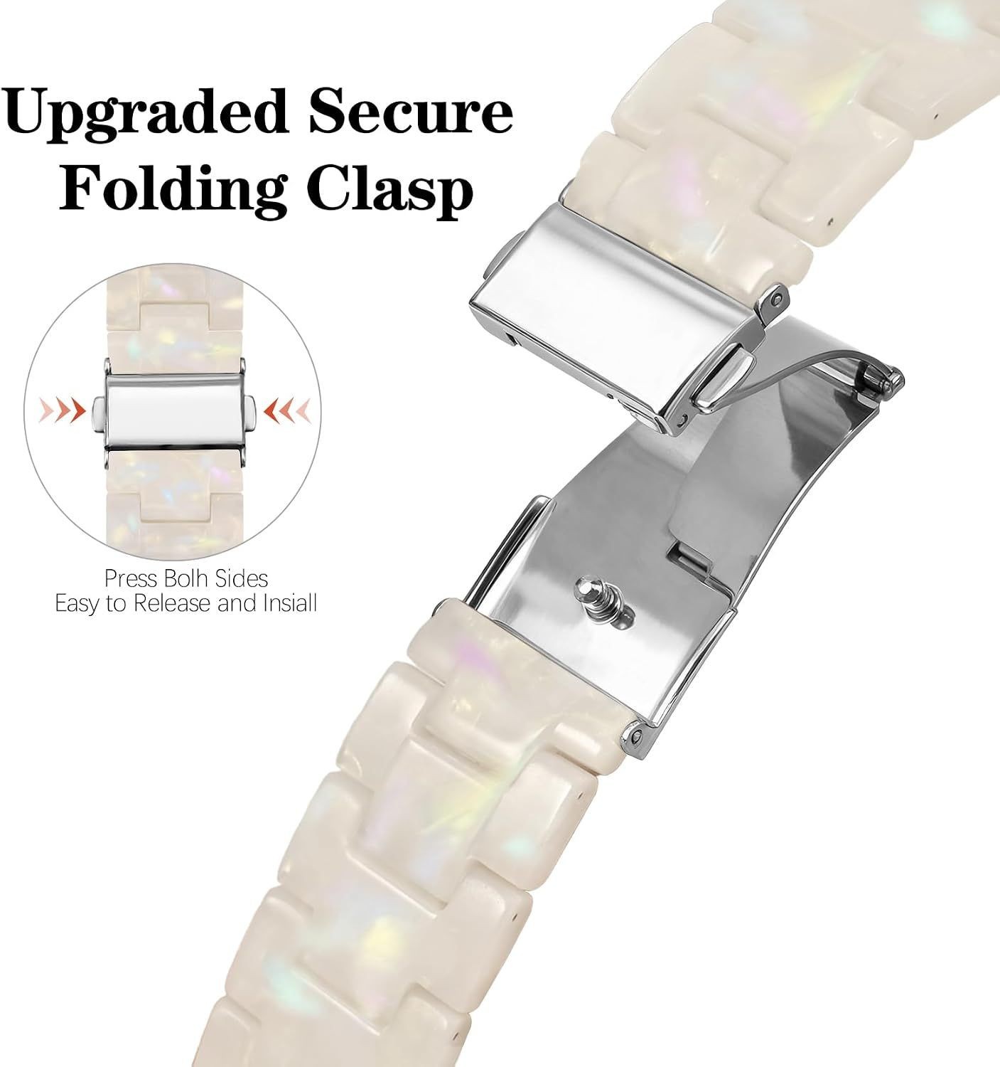 Resin Strap Compatible with Google Pixel Watch 4 45mm Stainless Steel Buckle