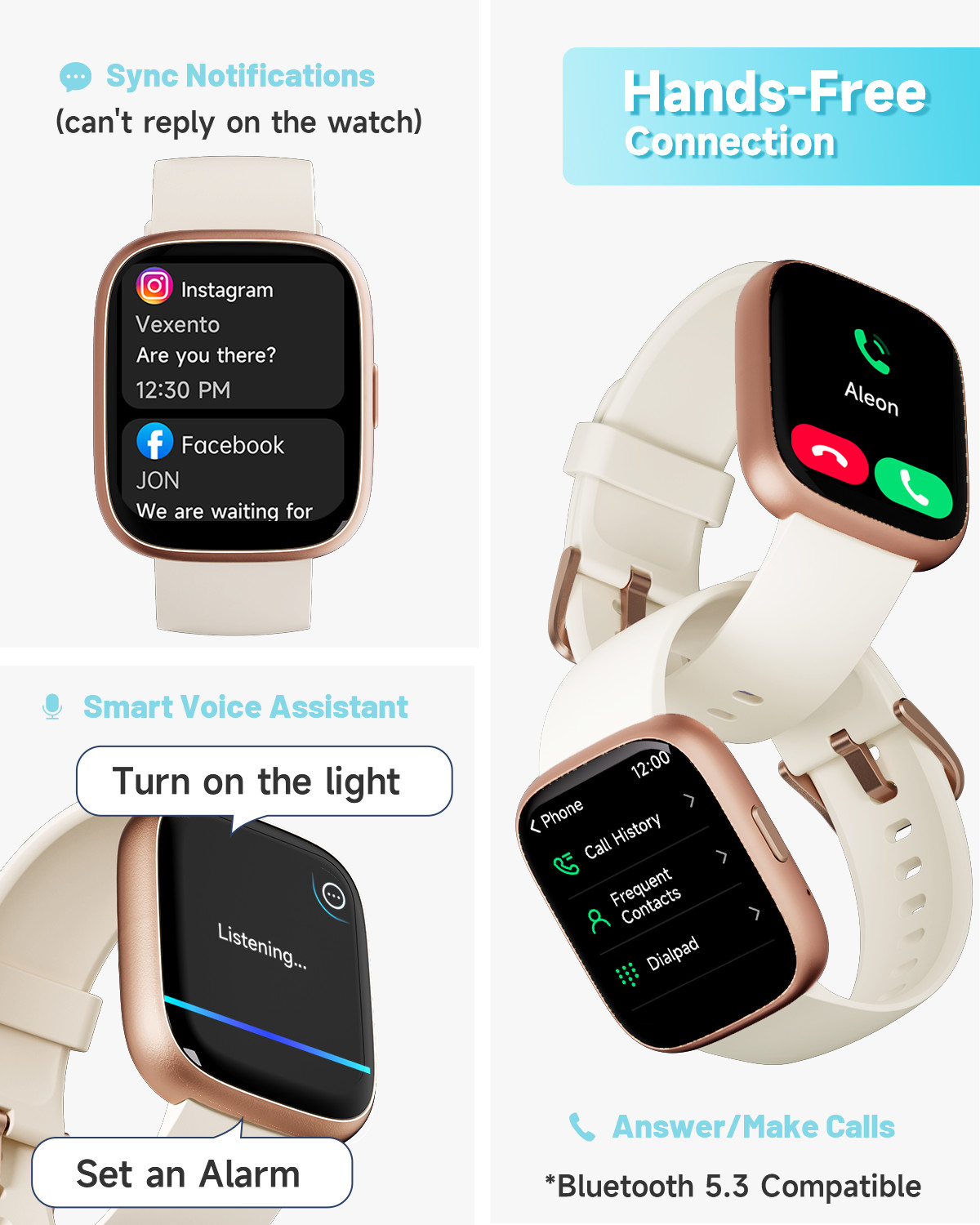 Smart Watch for Women, 1.83” Waterproof Smartwatch, Bluetooth IOS & Android