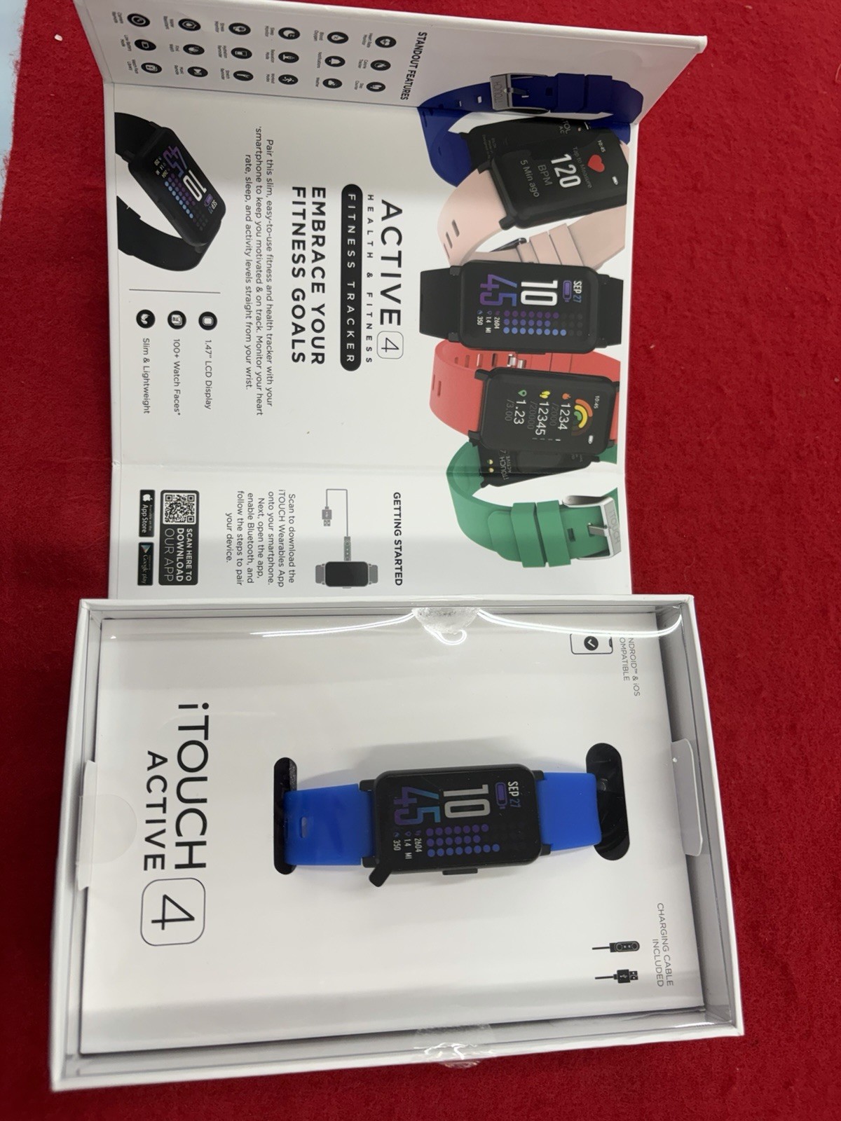 iTouch Active 4 Unisex Blue Smartwatch Fitness Tracker TC4S01-G12