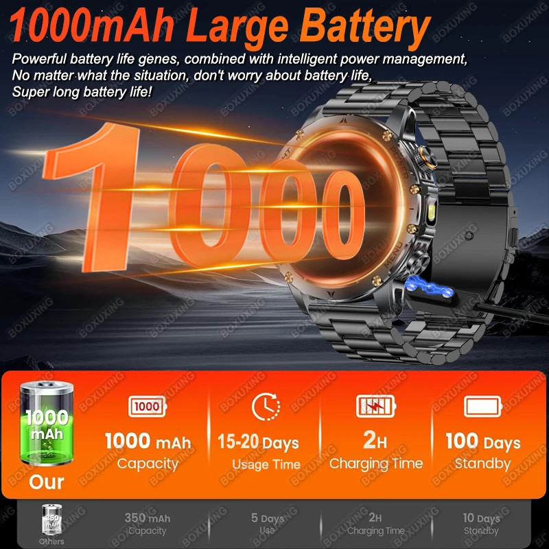 New T-Rex 3 Ultra Military Grade 1000Mah Battery Smart Watch Men IP68 Waterproof
