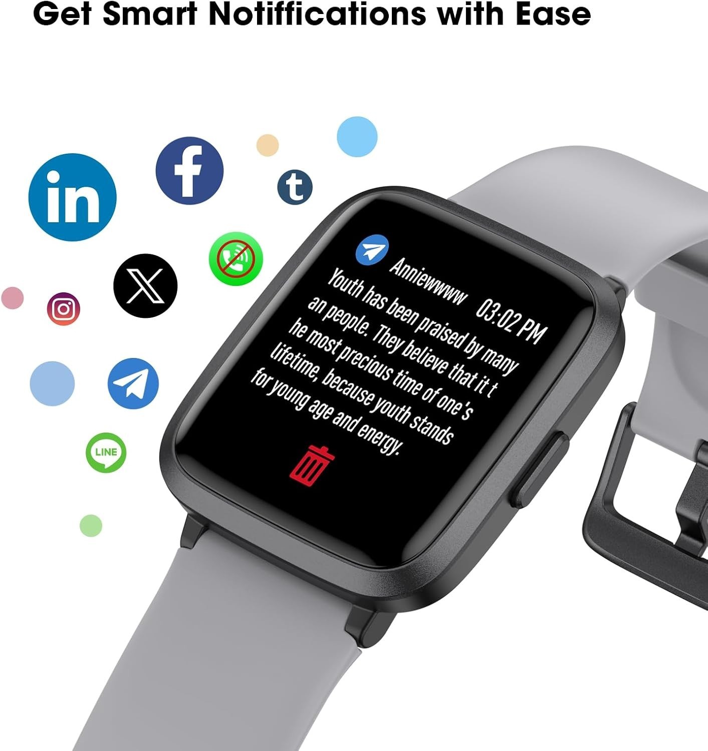 Fitness Tracker Watch Heart Rate Sleep Monitor Waterproof Activity Pedometer