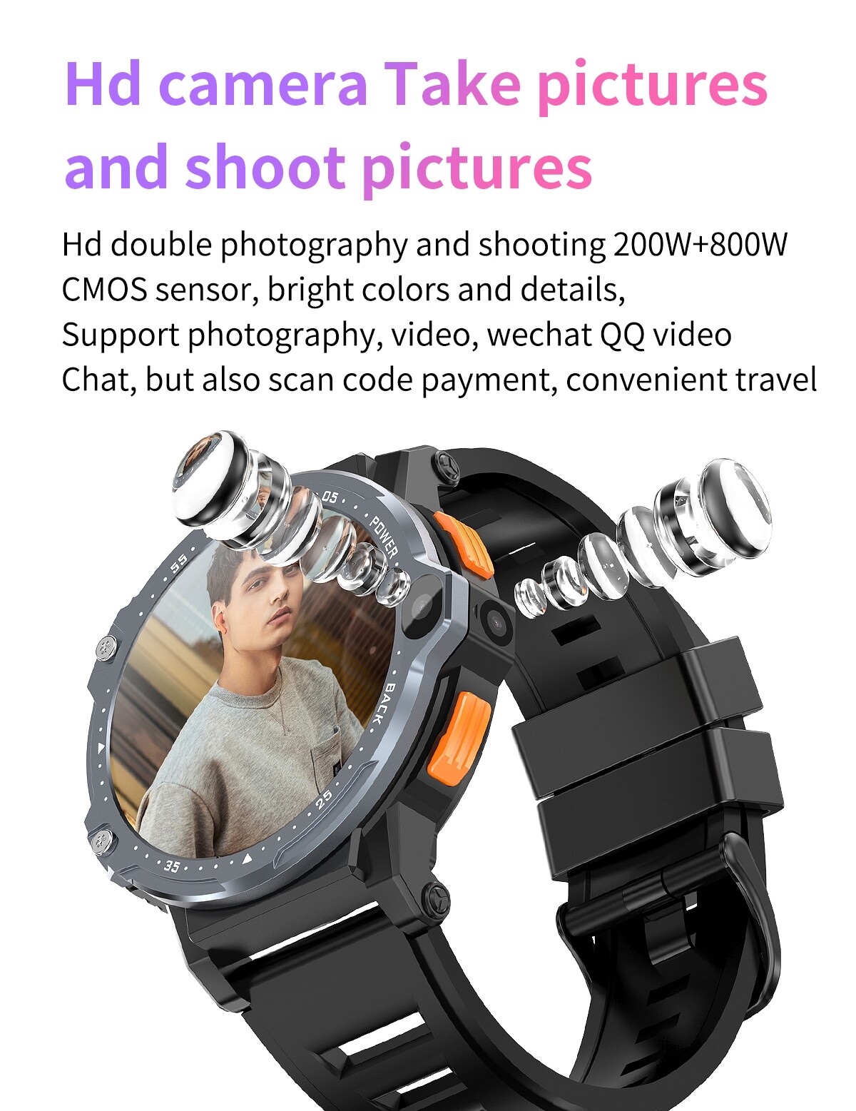 4G WiFi Android Smart Watch Dual Camera 4GB+64GB Video Call for Android iOS