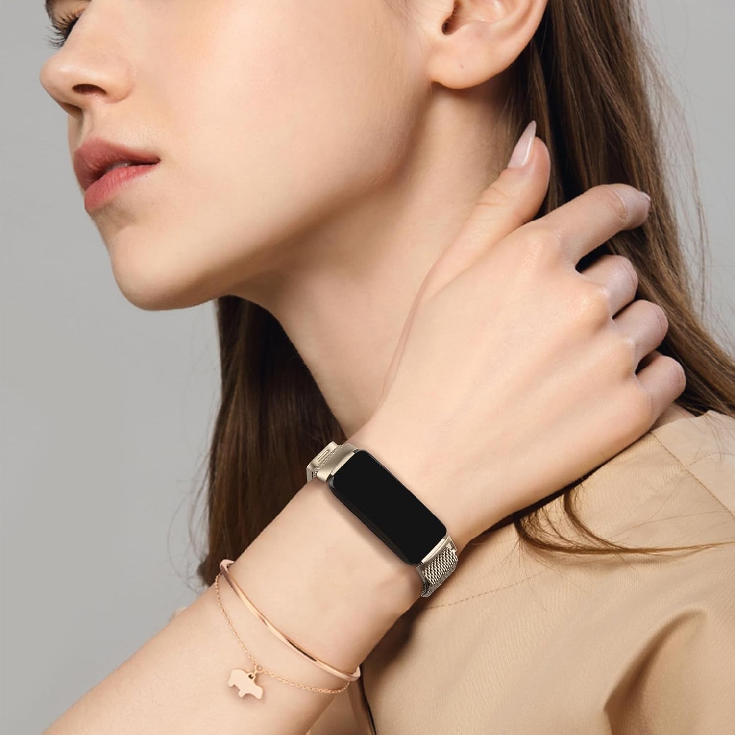 Stainless Steel Strap Compatible with Fitbit Inspire 2 22mm Adjustable
