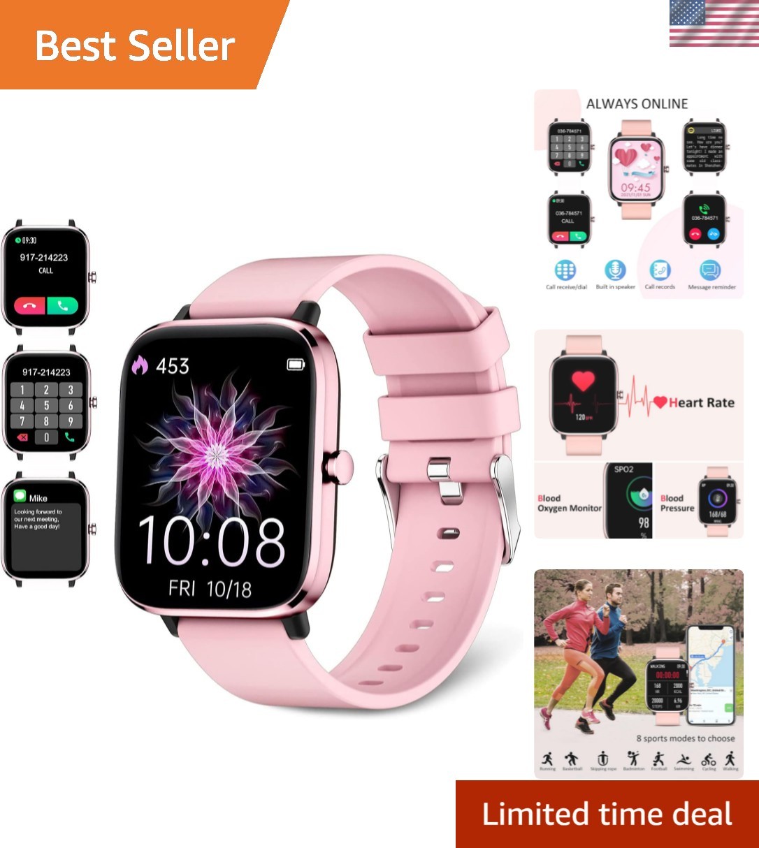 All-in-One Smartwatch for Women – Health & Fitness Monitoring, Bluetooth Calls