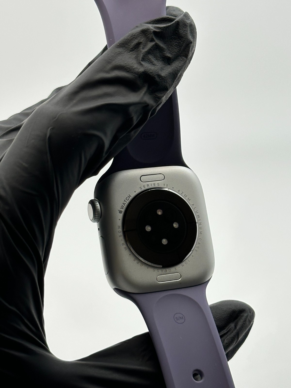 Apple Watch Series 11 42mm GPS Silver Case w Purple Fog Sport Band S/M MEU64LW/A