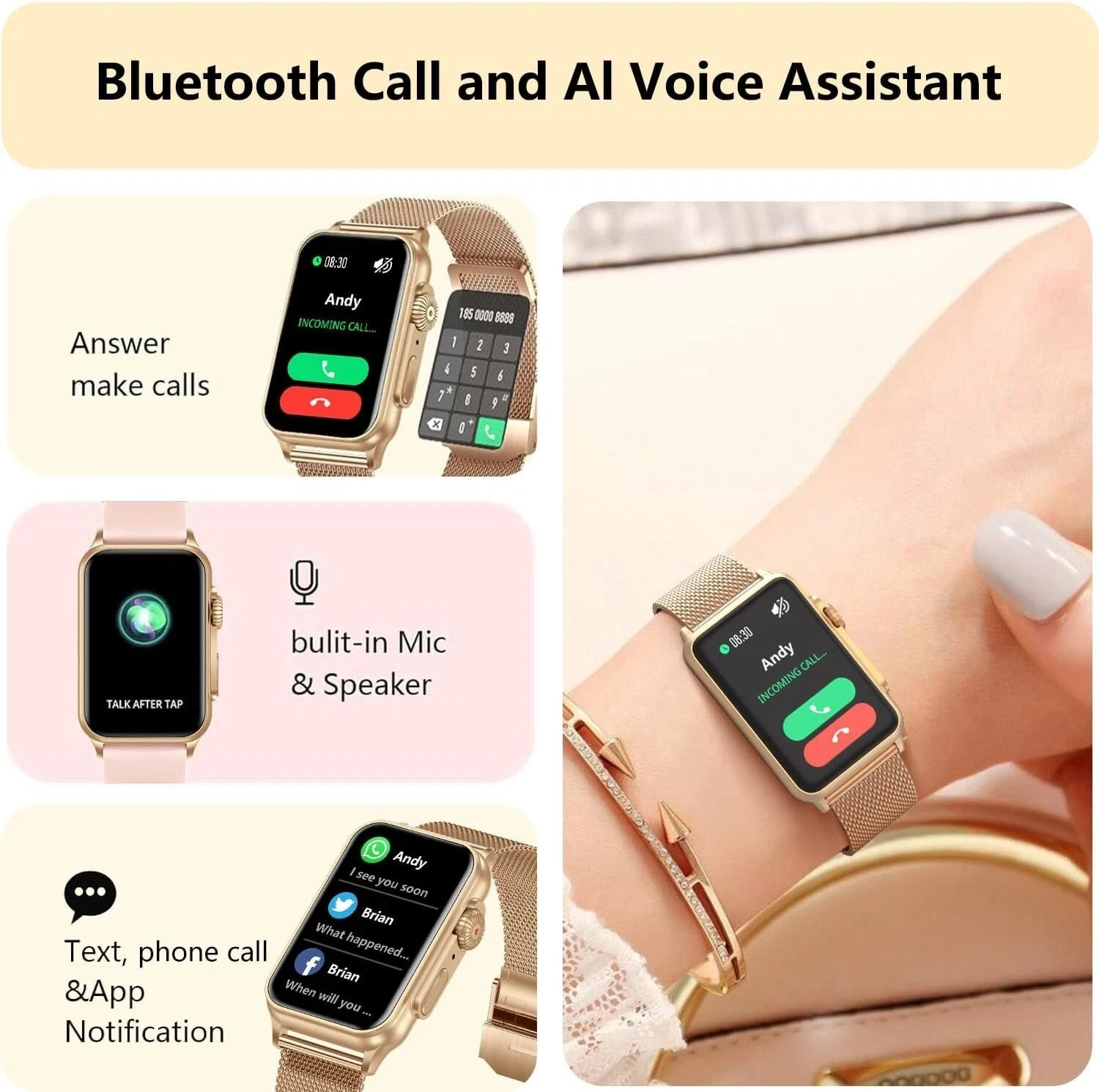 FITVII Nexa Smart Watch Women’s Fitness Tracker Blood Pressure Heart Rate Sport