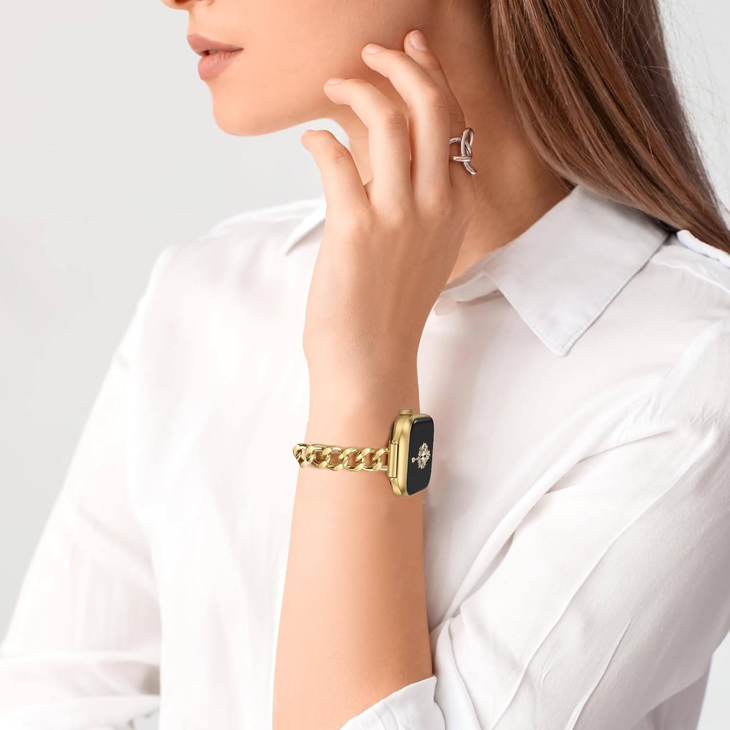 Slim Gold Strap Compatible with Apple Watch 38mm 40mm 41mm Series 11/10/9