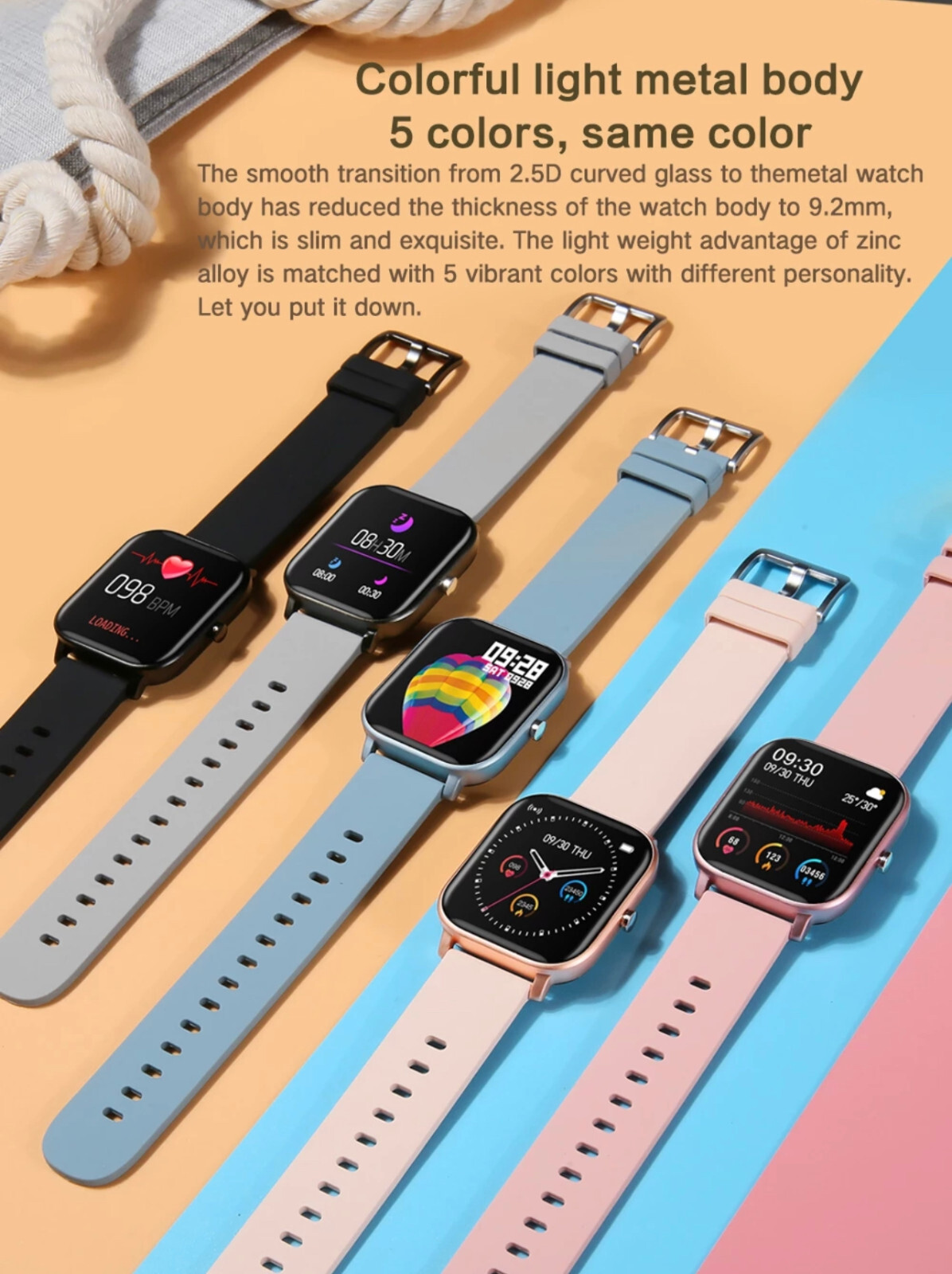 IP67 P8 Waterproof Smart Watches Blood Pressure Heart Rate Pedometer Smartwatch