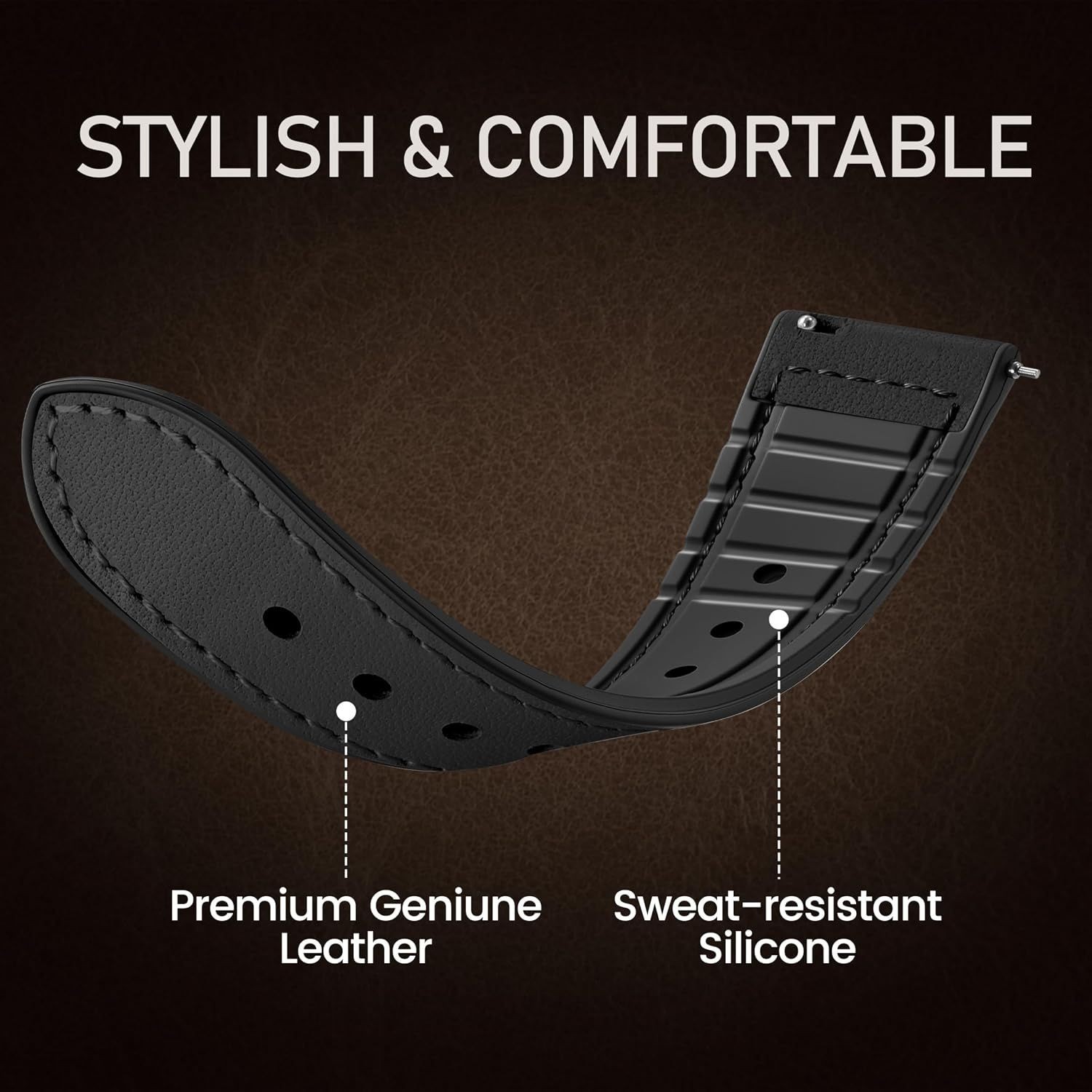 20mm Top Grain Leather Strap Compatible with Samsung Galaxy Watch 7 40mm