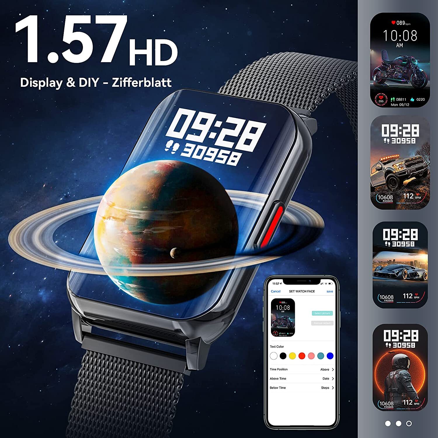 Karchilor Smartwatch, Fitness Tracker 1.57”HD Voll Touch Screen