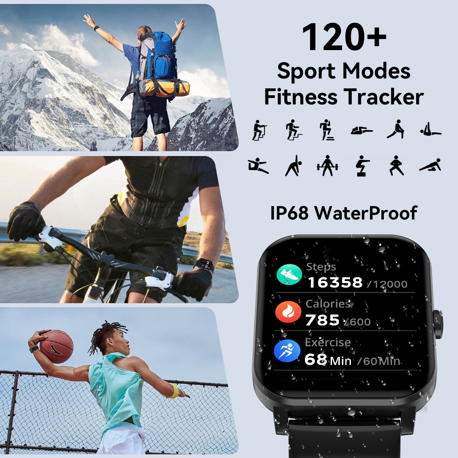Ganopterygon Smart Watch 1.85 For Men Women Answer/Make Call Heart Rate Sleep
