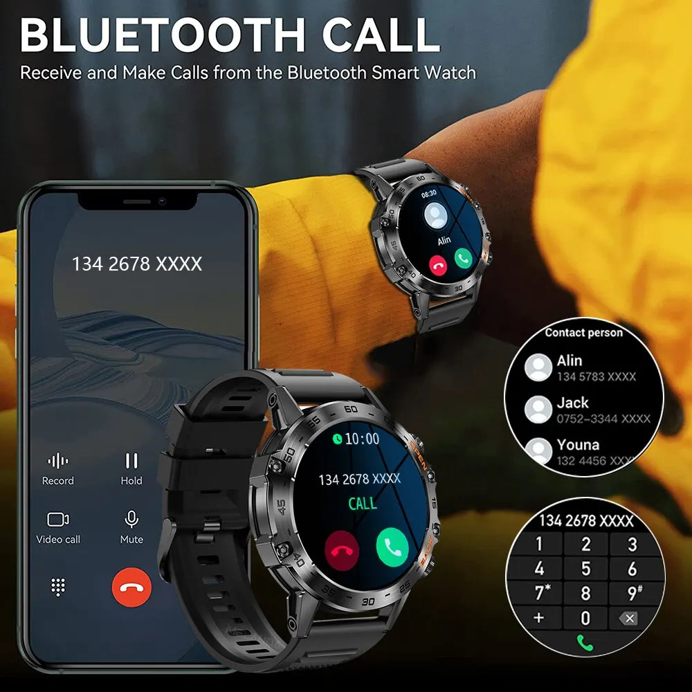 Steel 1.39 Inch Men Luxury Smart Watch Bluetooth Call Sport Fitness Tracker Heal
