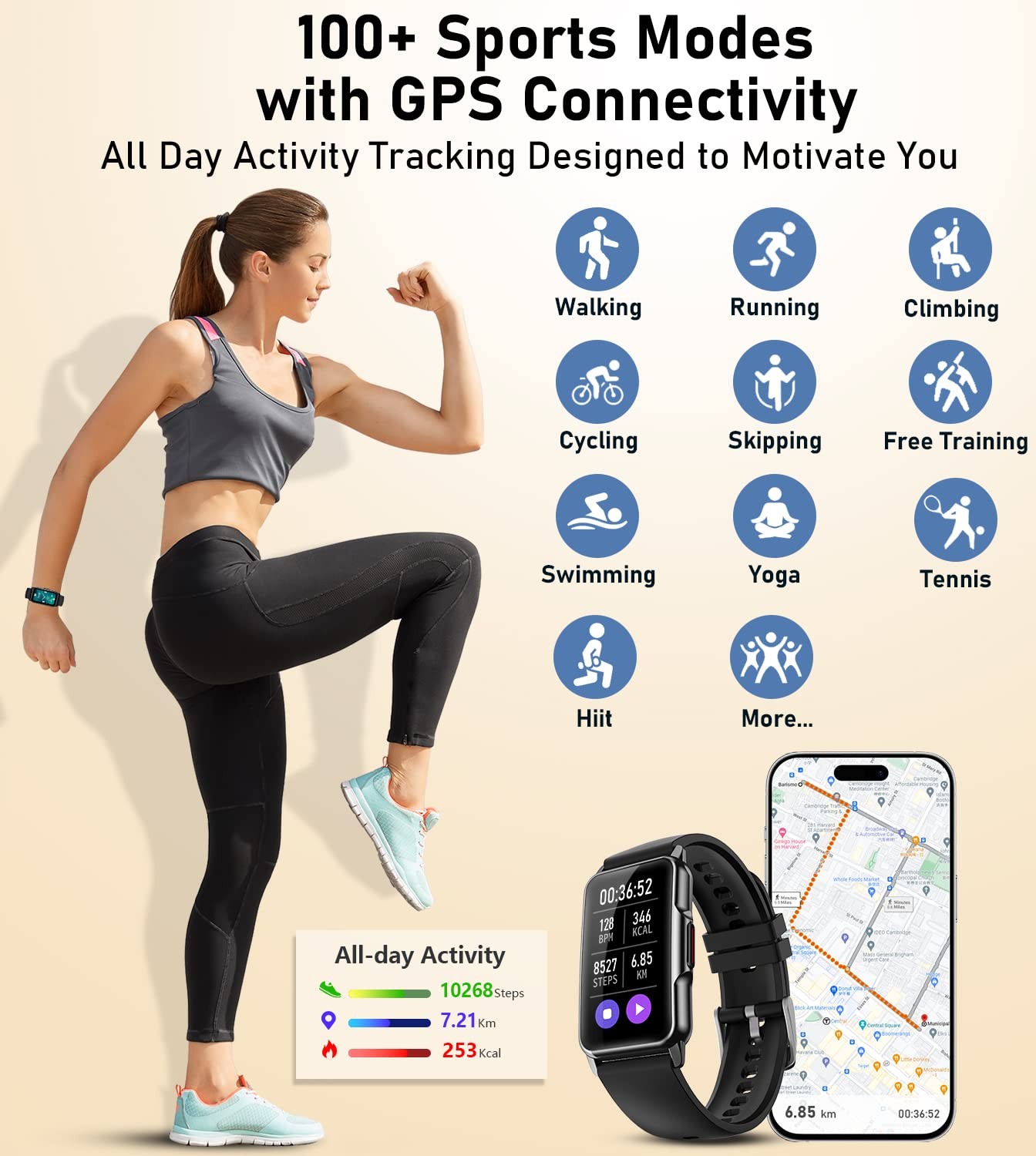 Mindrose Smart Watch Health Fitness Tracker 24/7 Heart Rate Blood Oxygen Blood